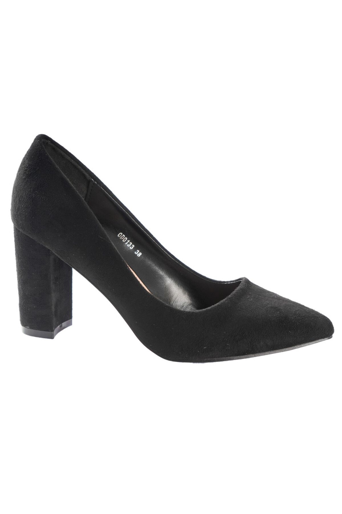 MODA STİL-Rimva Black Eco-Suede Women's Heeled Shoes, 36 5