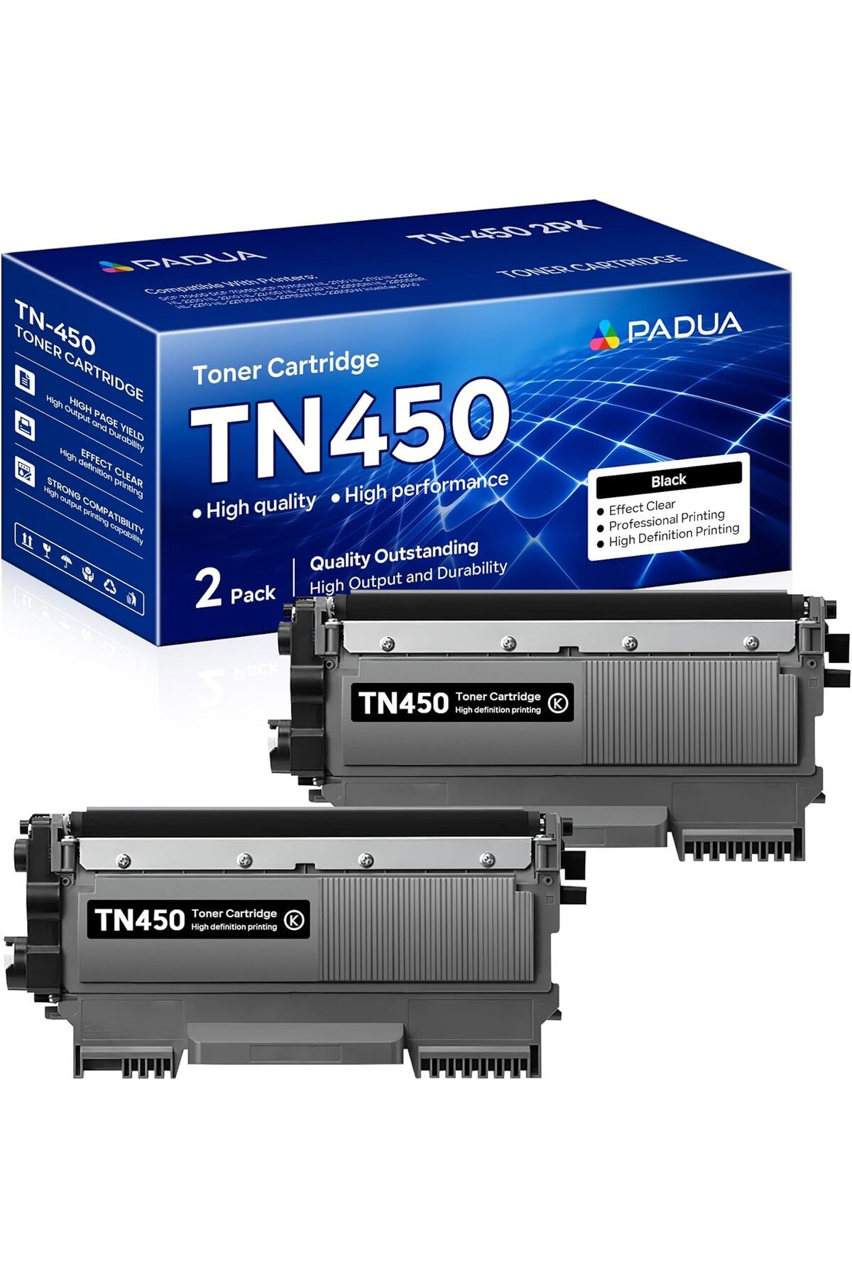 Brother TN450 HL-2240 HL-2270DW HL-2280DW MFC-7360N MFC-7460DN MFC-7860DW Fax 2840 2940(2 Pack)
