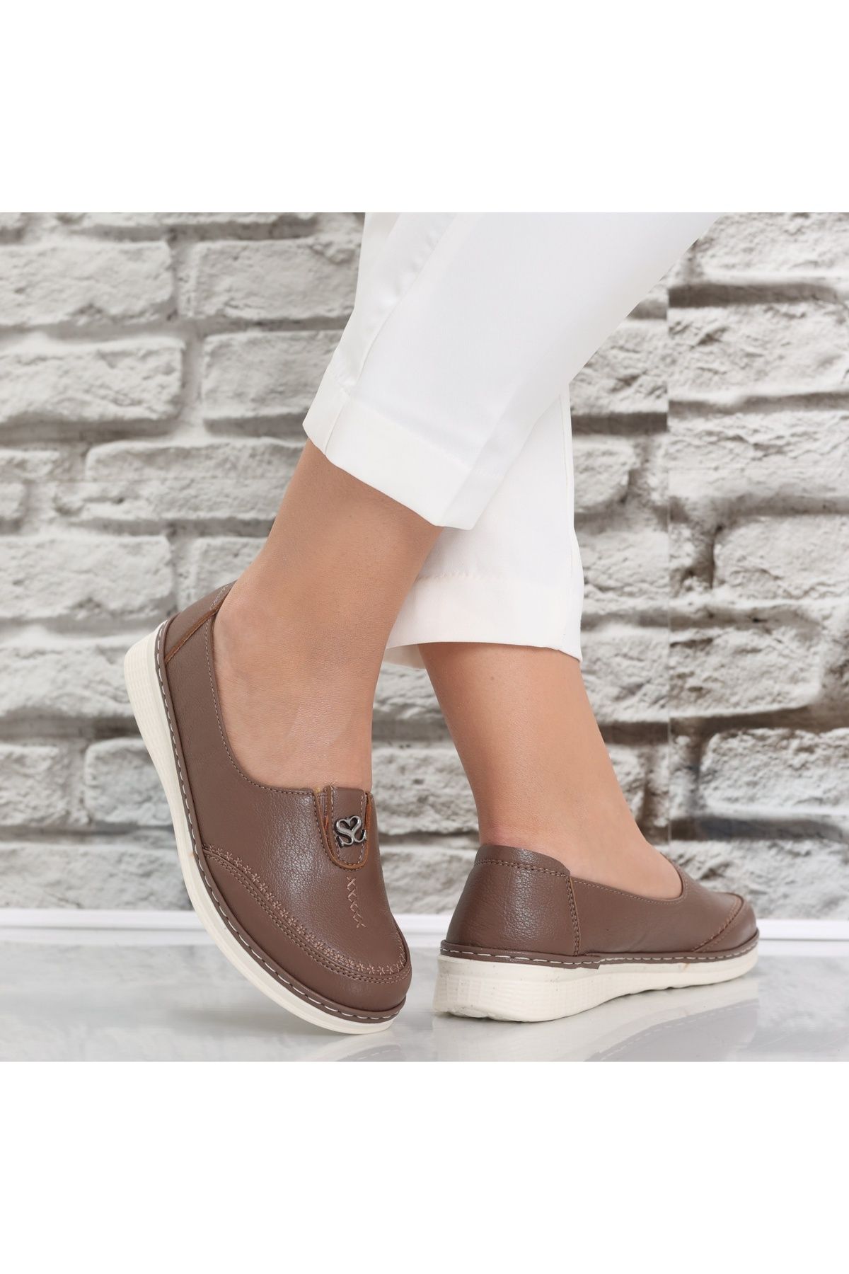 MODA STİL-Women's casual shoes Khaki made of Suraia Eco-leather, 40 2