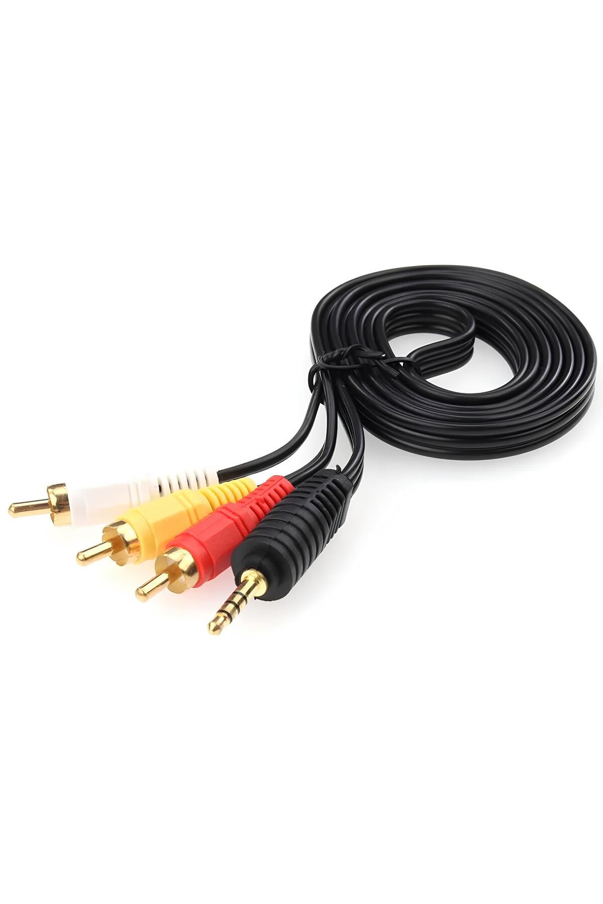 SpeedUF 3.5mm to 3xRCA AV Kablo 1.5m Uzun Jackli Ses Görüntü Kablosu TV Discman