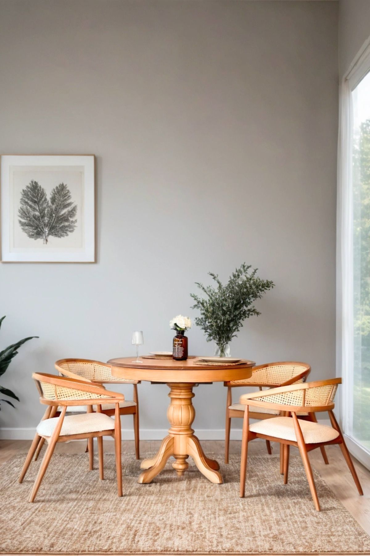 Woodenbend Gerona Ahşap Natural Hazeranlı Açılır Masa Takımı