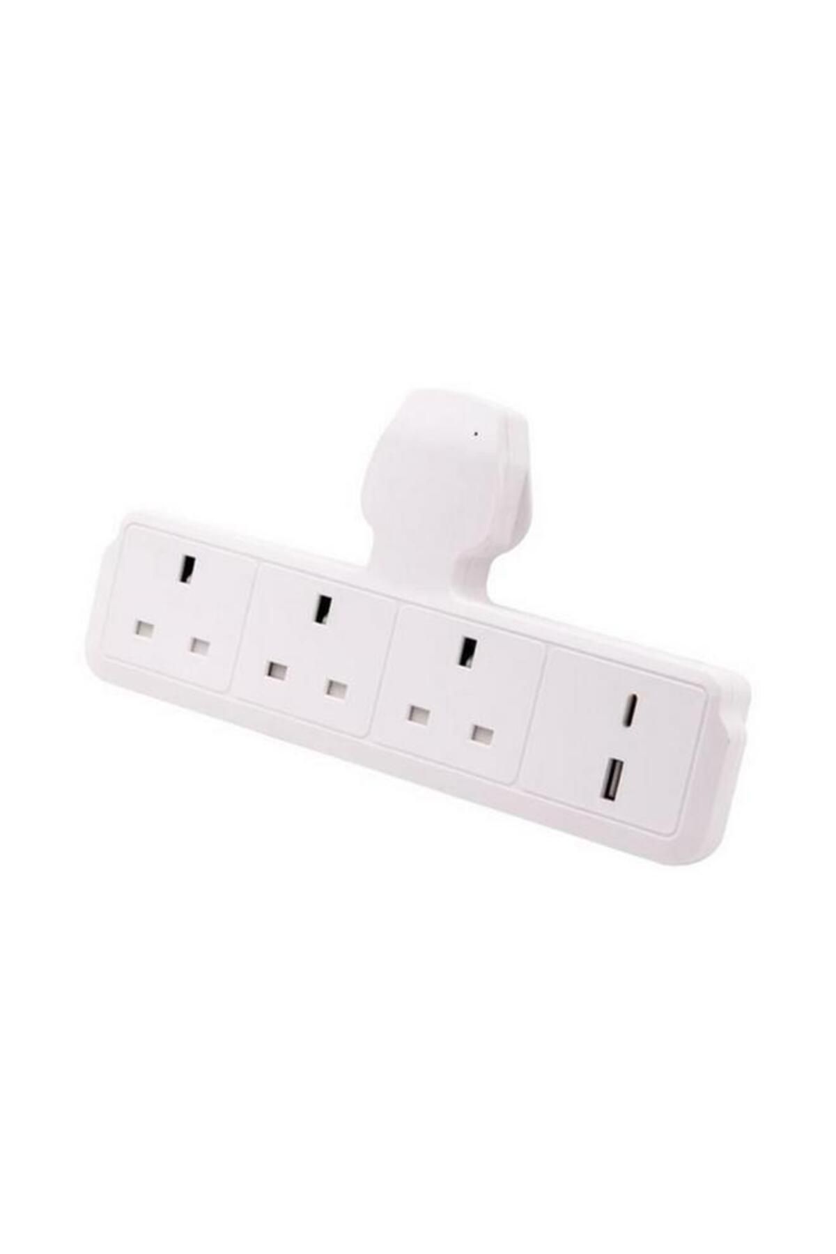 Generic-HOME BEST 3-Way Socket Power Adapter with 2-USB Port White AU213USB-C-W 2