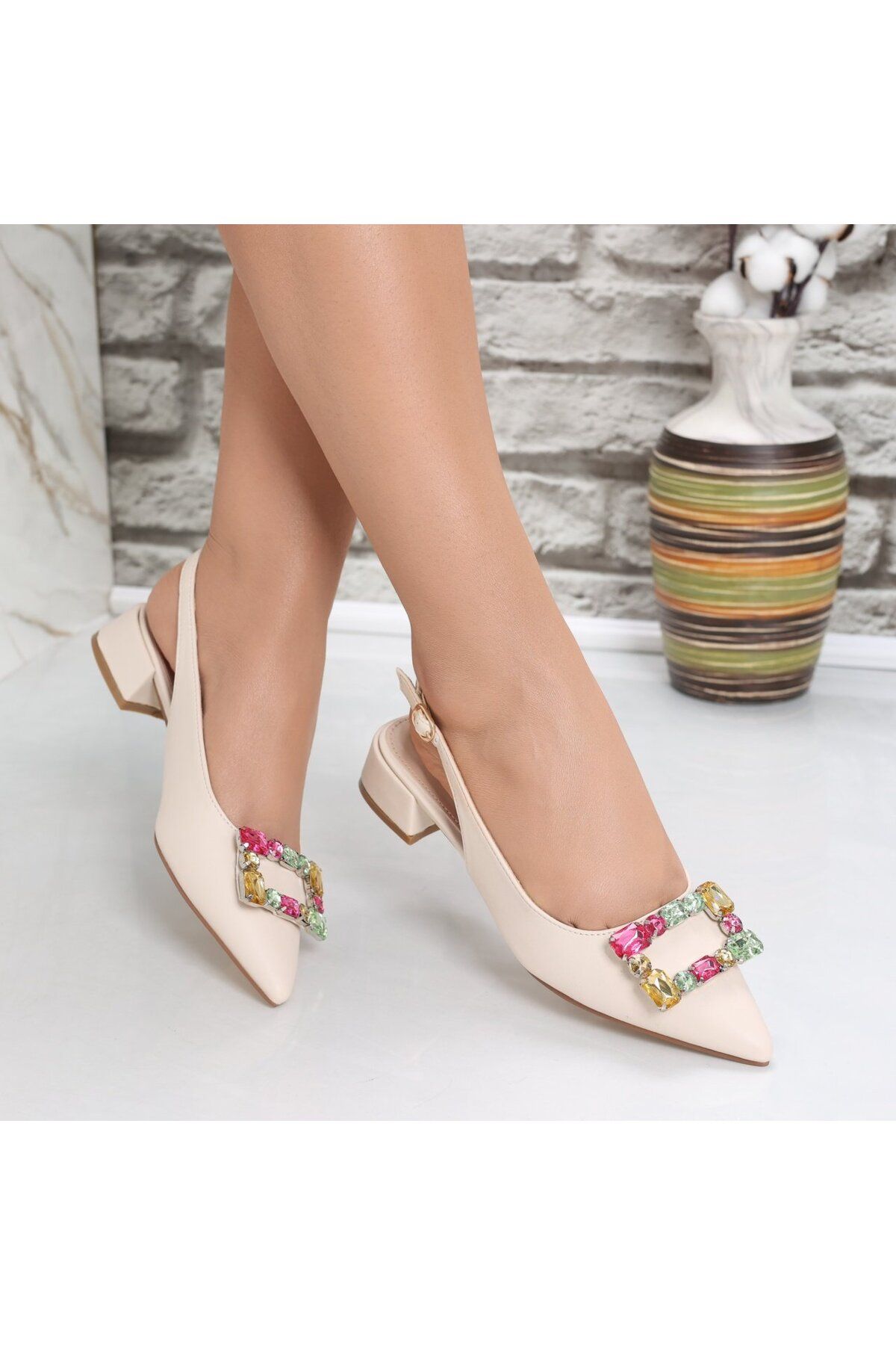MODA STİL-Women's Beige Shoes Made of Eco-Leather Enver, 39 3