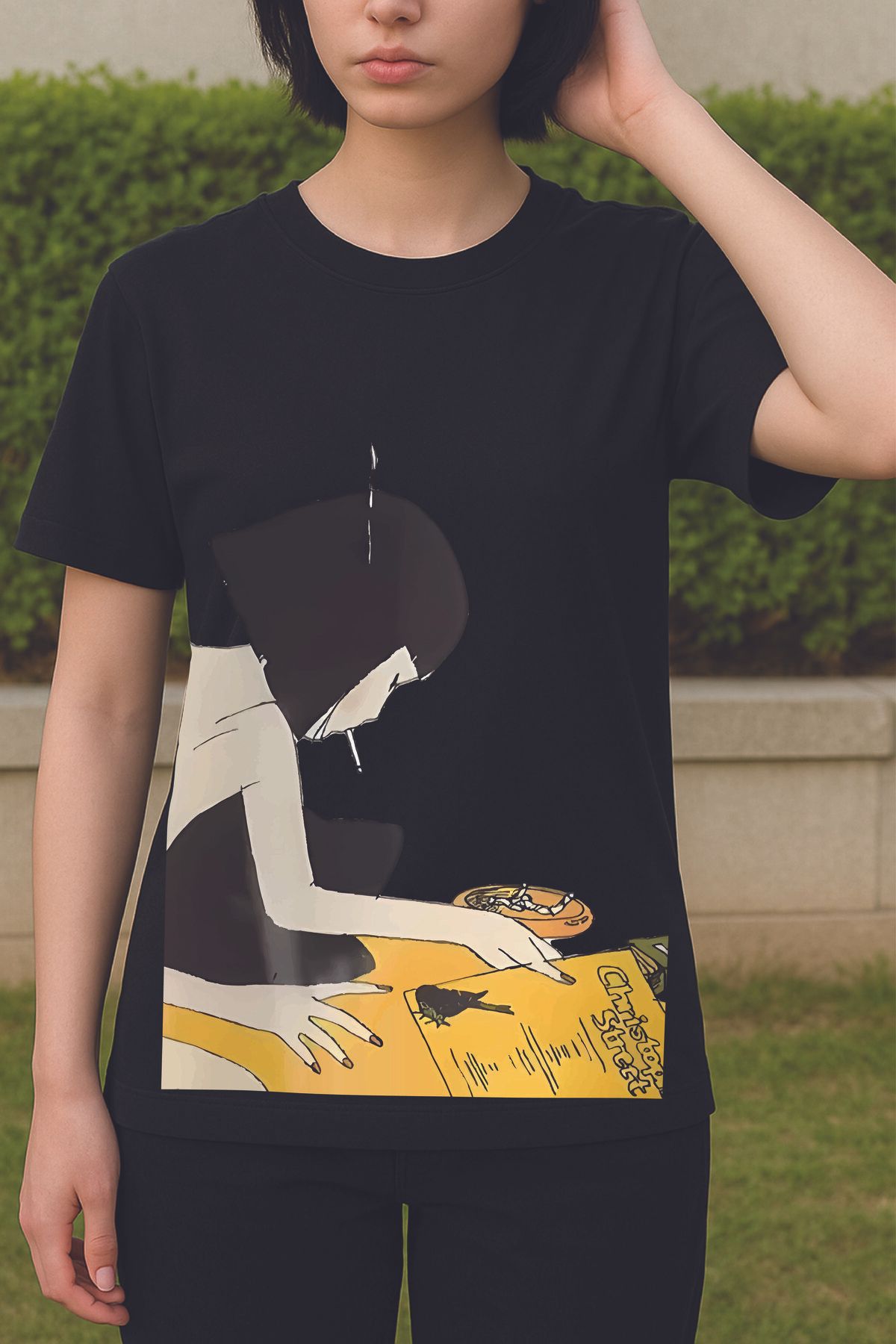 By Caspita Fashion Lenithra Lamp Christopher Street Ön Baskılı Unisex Oversize Füme T-shirt