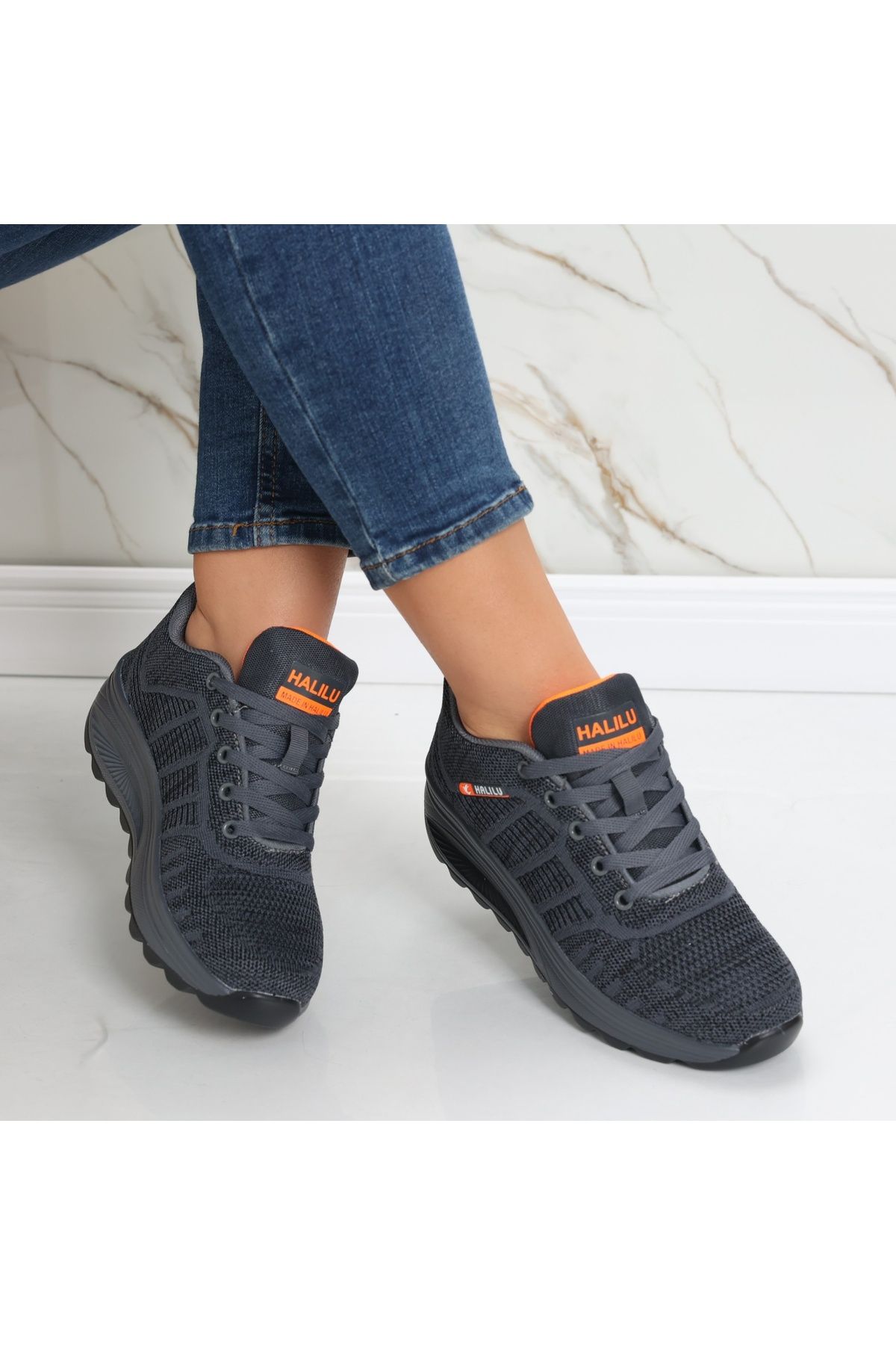 MODA STİL-Women's dark gray textile sports shoes Kiera, 37 4
