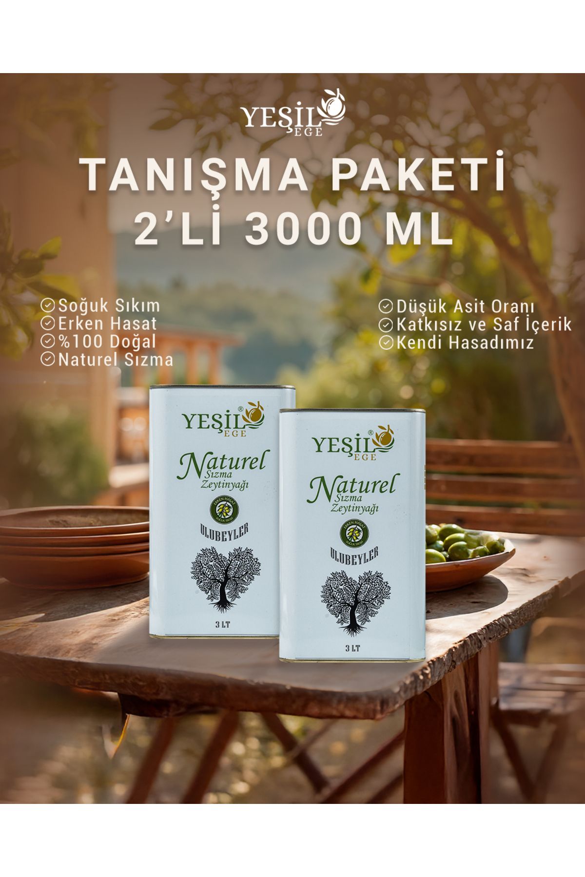 Yeşil Ege Ayvalık Erken Hasat – Soğuk Sıkım 3000 ML 2'li Tanışma Paketi!