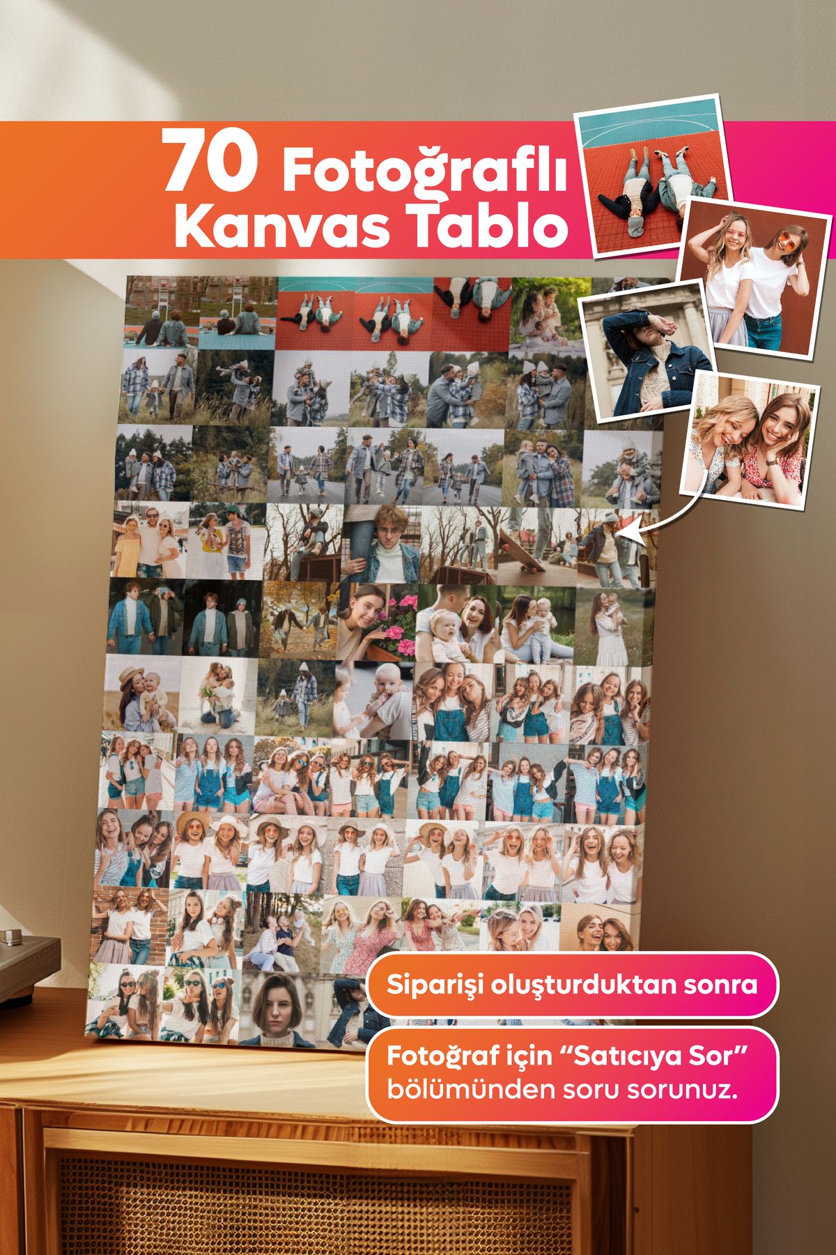 Dekopix Kişiye Özel 70 Fotoğraflı Premium Kanvas Tablo