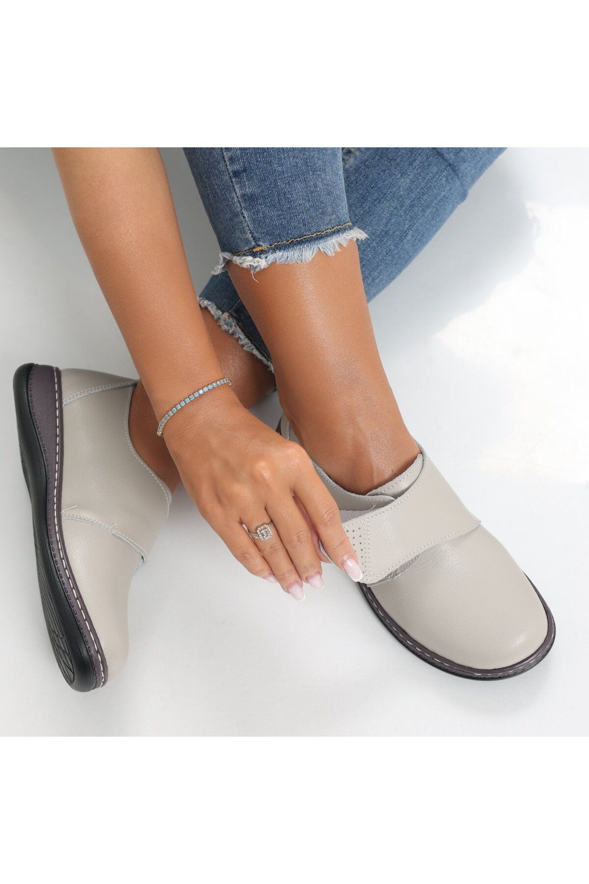 MODA STİL-Women's casual shoes, grey, made of genuine leather Felicy, 39 6