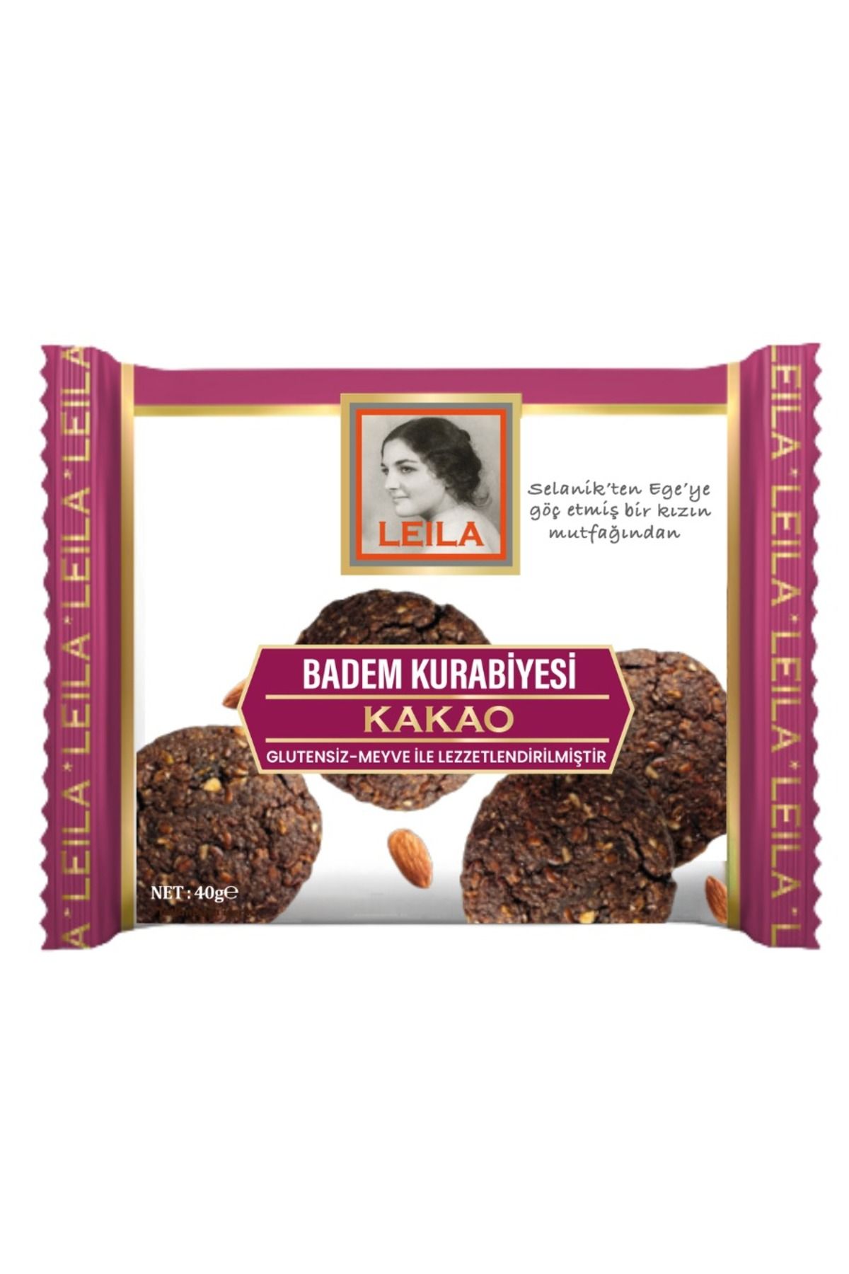 Leila Duble Kakao Badem Unu Kurabiyesi 40 Gr