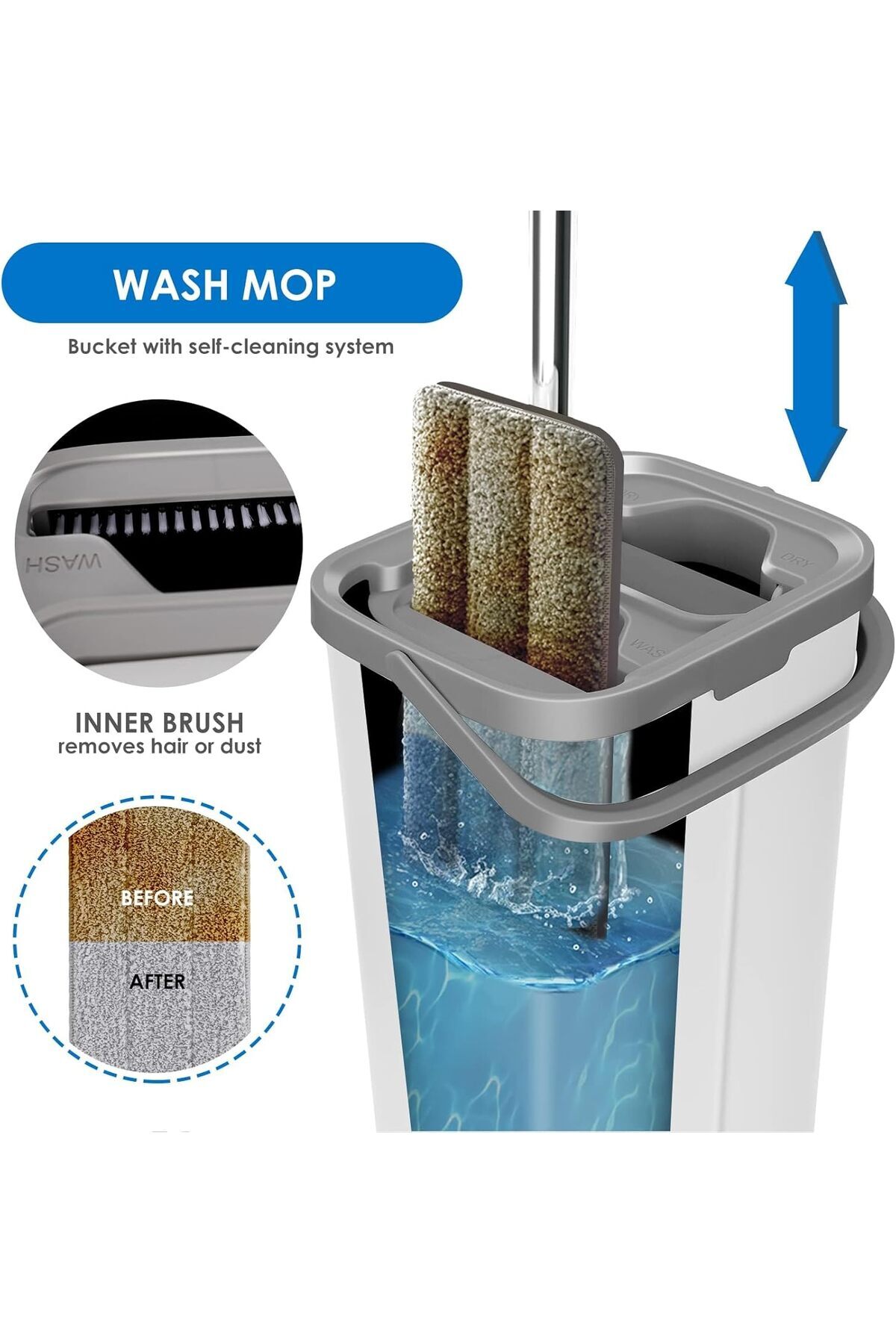 fulina-Rotary Squeeze Mop and Bucket Set With Dry and Wet and 10 Replacement Pads, for Floor Cleaning 6