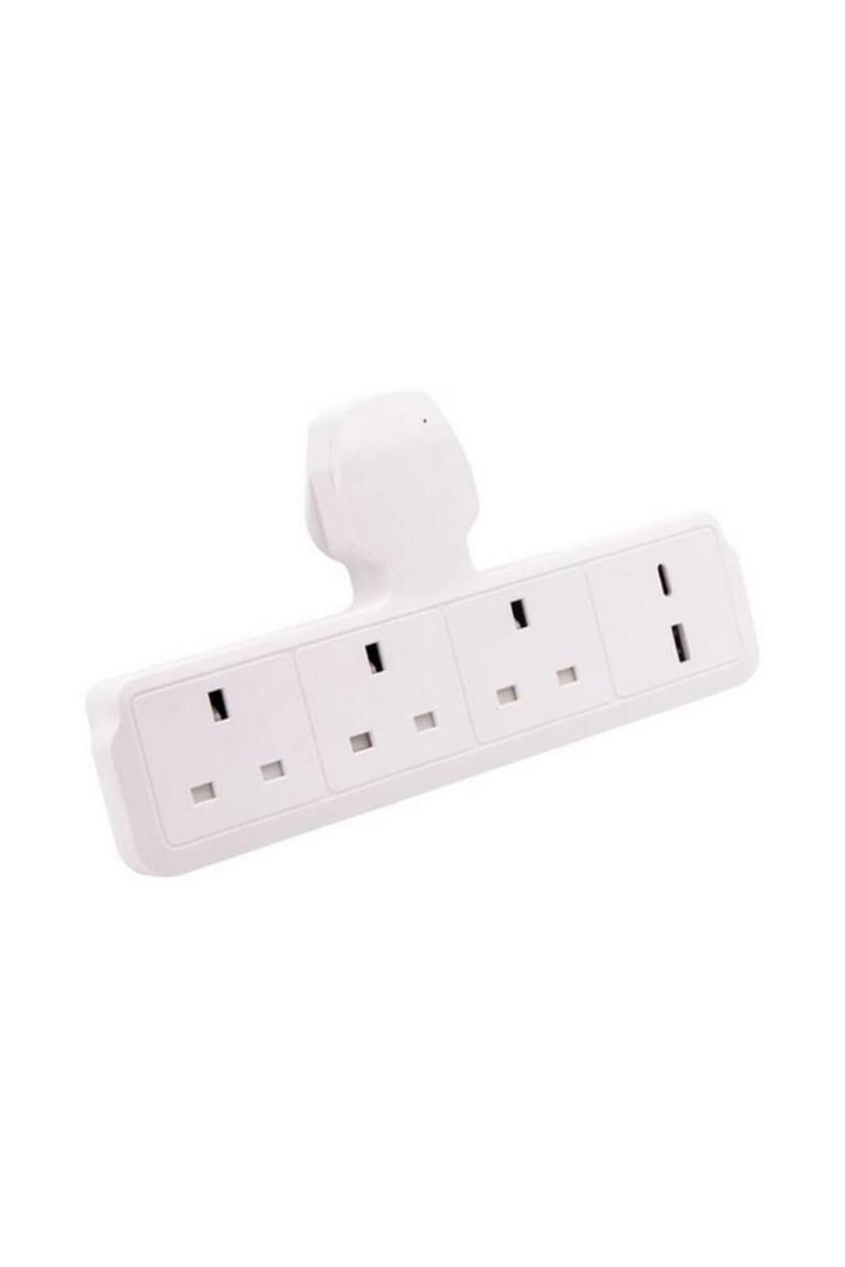 Generic-HOME BEST 3-Way Socket Power Adapter with 2-USB Port White AU213USB-C-W 3