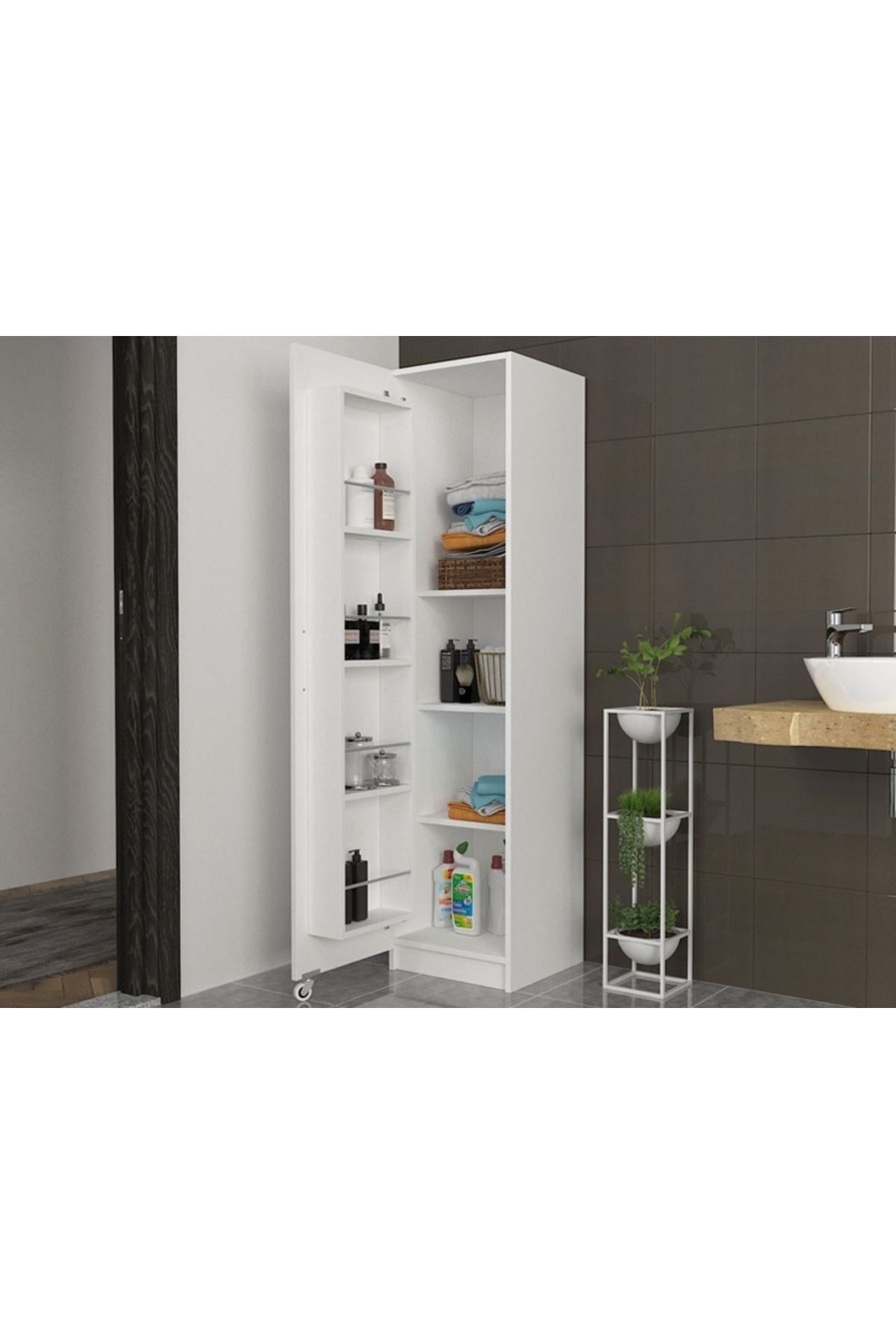 UnicUtil Dulap Organizator Baie/bucatarie Unicutil, 44 X 44 X 180 Cm, Alb - One Size