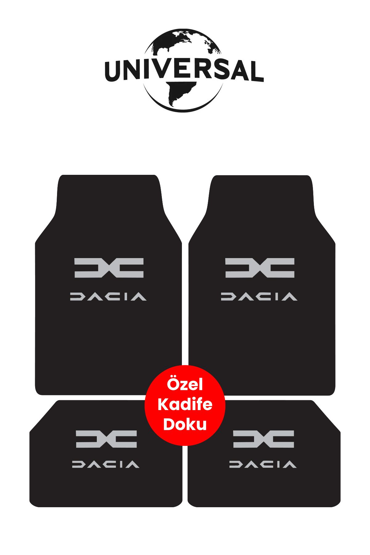 Universal Yıkanabilir Kumaş ve Taban Kalın Pvc Dacia uyumlu Oto Paspas Seti 3,4kg Kalınlık 0,5cm