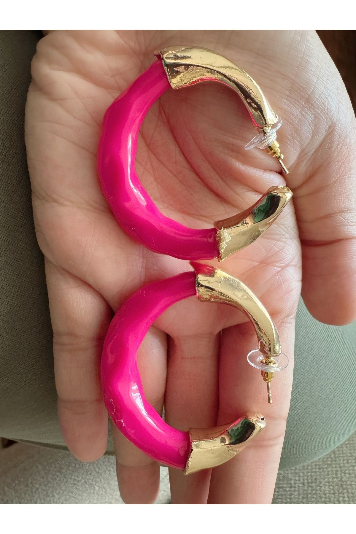 Gümüş sandık-Colorful Hoop Steel Earrings, Yazzly Hoop Earrings 3