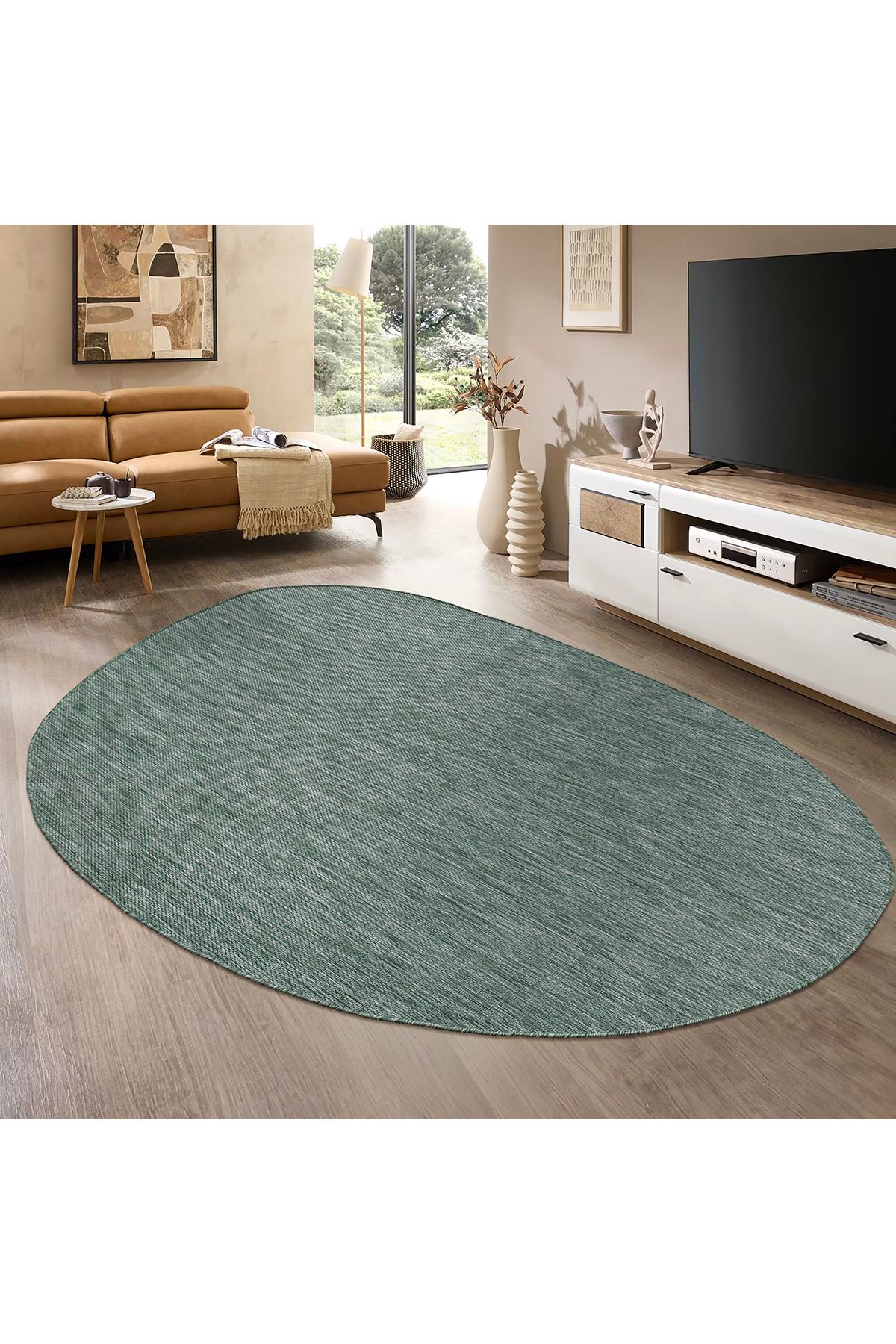 Konfor Halı Konfor Halı Tema 9037 Yeşil Sisal Hasır İç Dış Mekan Kilim Dekoratif Bahçe Balkon Salon Halısı