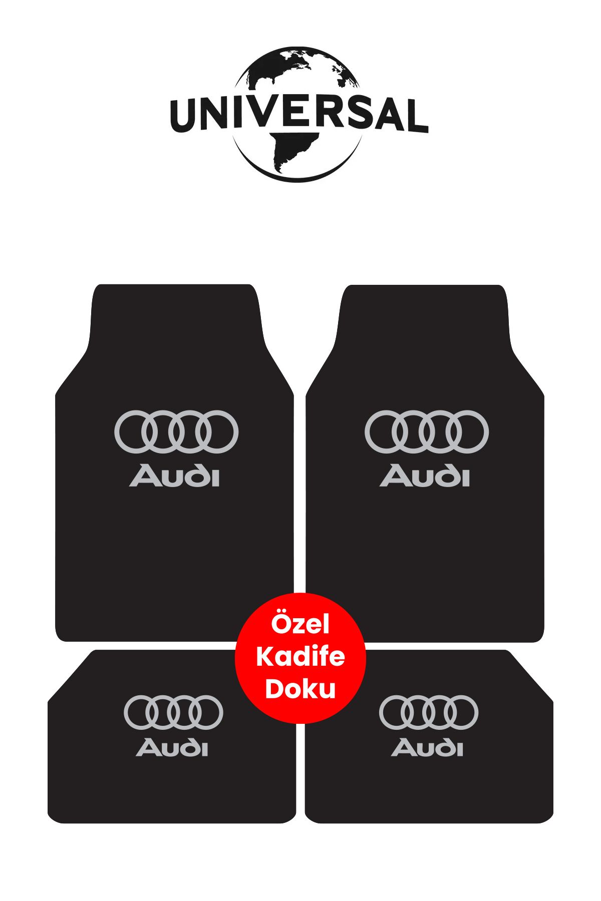 Universal Yıkanabilir Kumaş ve Taban Kalın Pvc Audi uyumlu Oto Paspas Seti 3,4kg Kalınlık 0,5cm