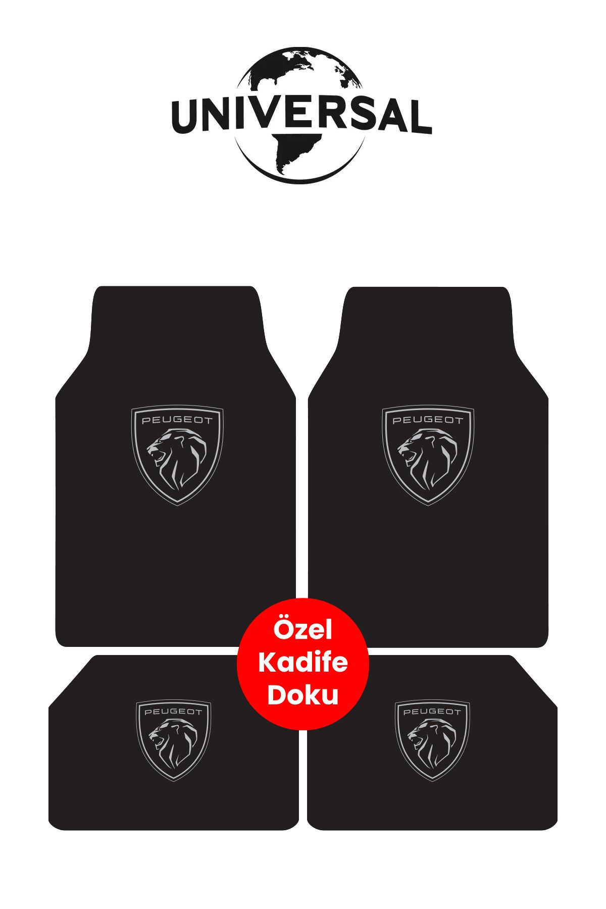 Universal Yıkanabilir Kumaş ve Taban Kalın Pvc Peugeot uyumlu Oto Paspas Seti 3,4kg Kalınlık 0,5cm
