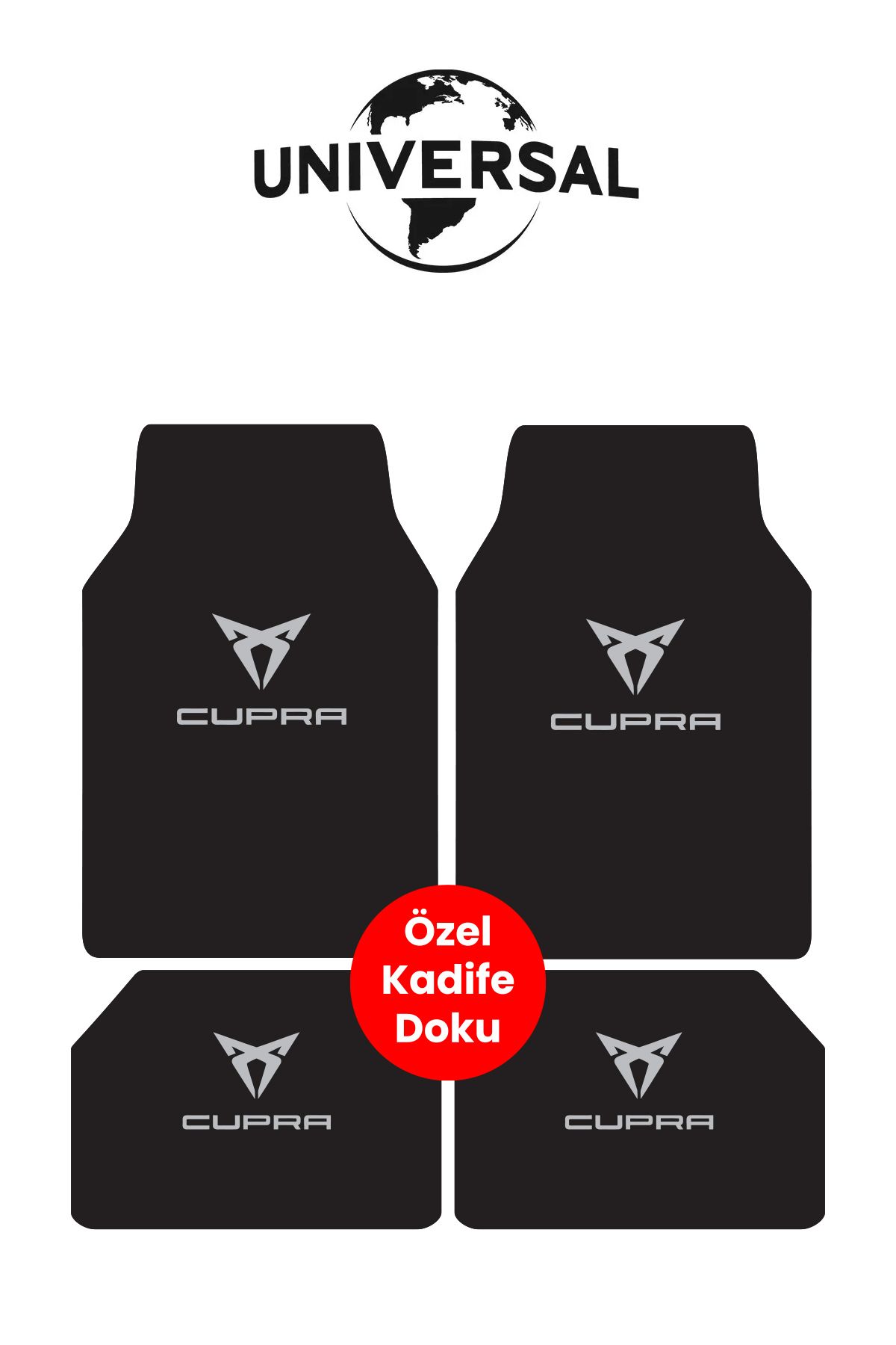 Universal Yıkanabilir Kumaş ve Taban Kalın Pvc Cupra uyumlu Oto Paspas Seti 3,4kg Kalınlık 0,5cm