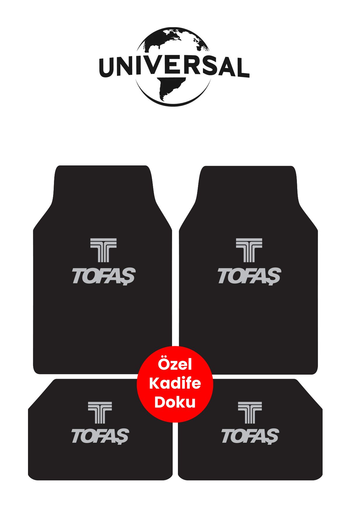 Universal Yıkanabilir Kumaş ve Taban Kalın Pvc Tofaş uyumlu Oto Paspas Seti 3,4kg Kalınlık 0,5cm