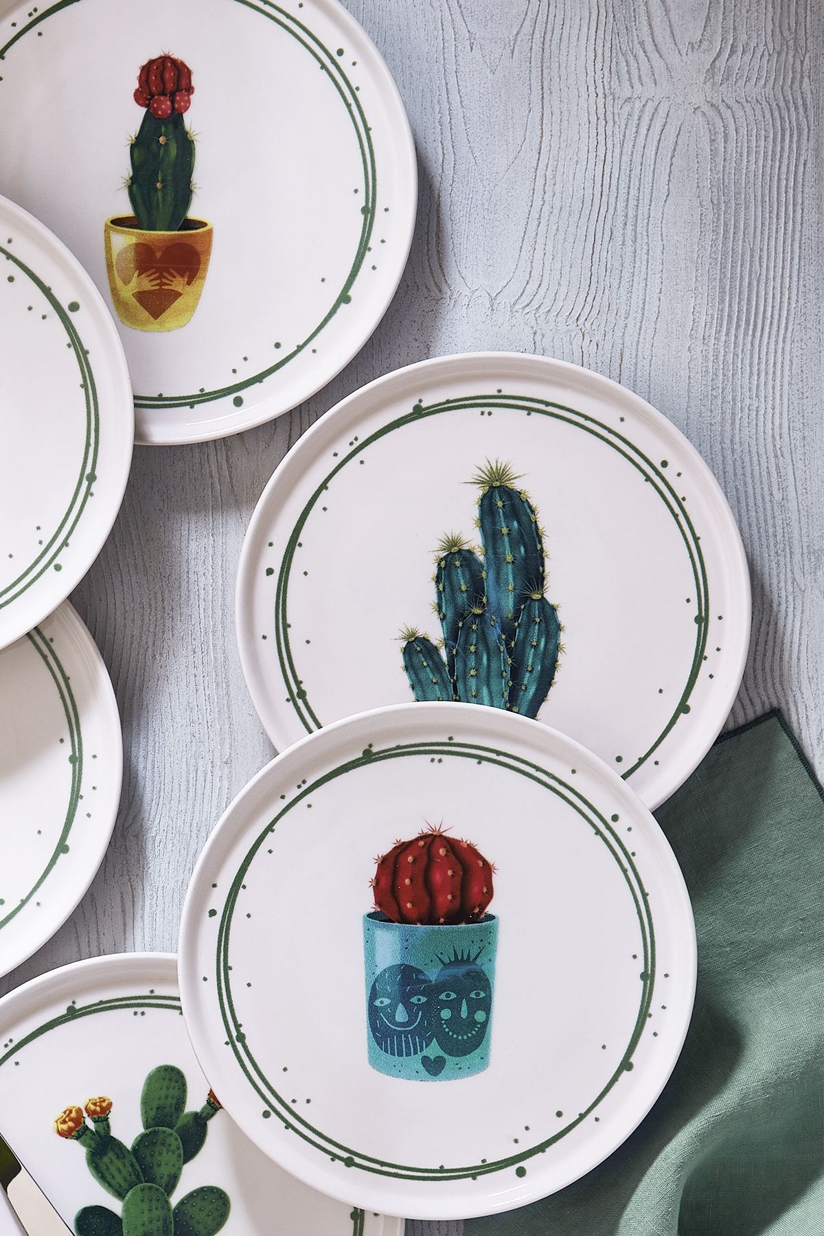 Fecra-Cactus 6 Piece Cake Plate Set 3