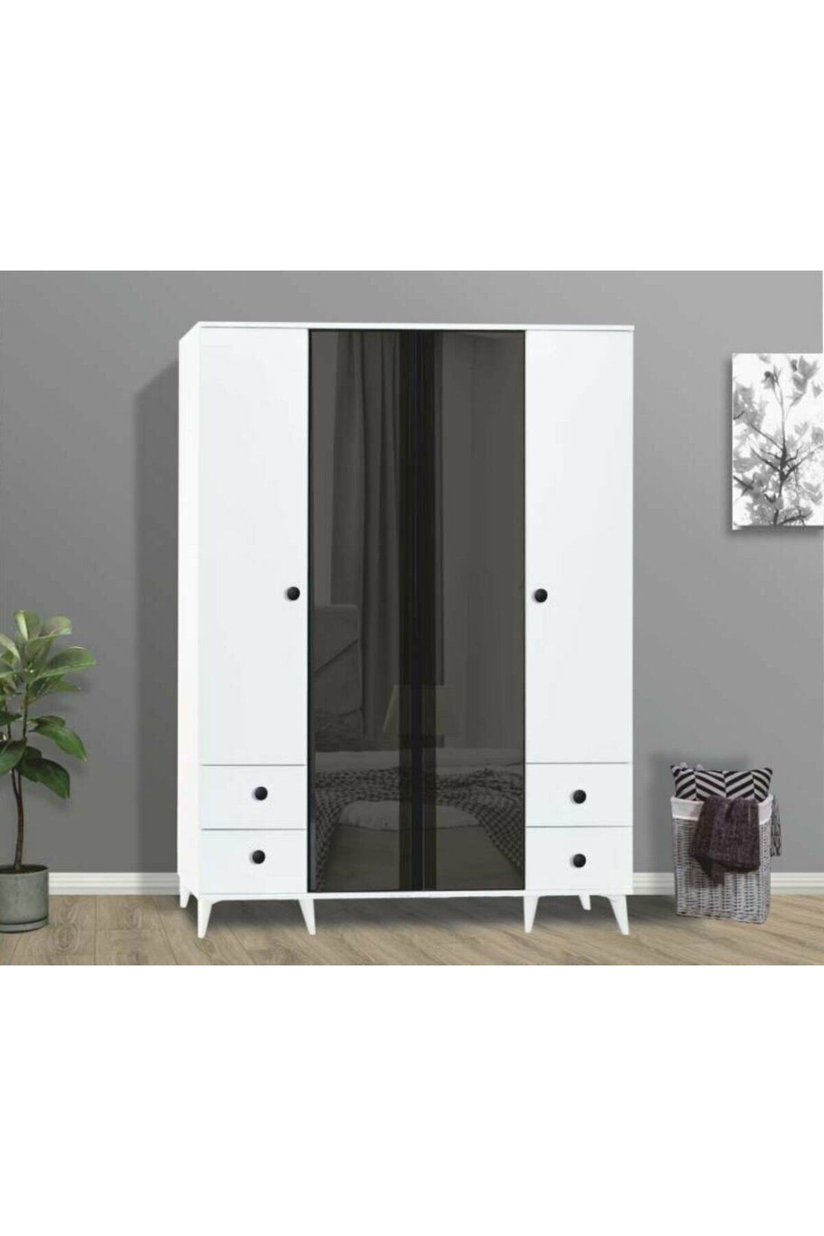 Yuvaset Home Karizma 4 Kapılı Çekmeceli Aynalı Dolap