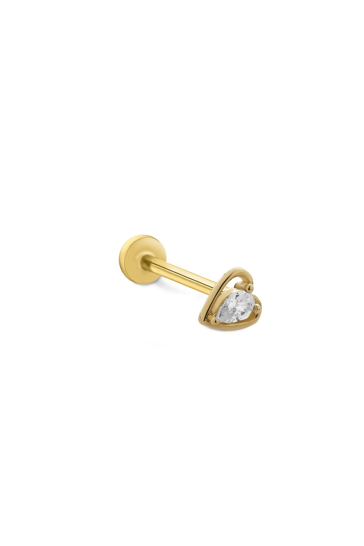 Fay Yamaner 14 Ayar Altın Taşlı Kalp Piercing