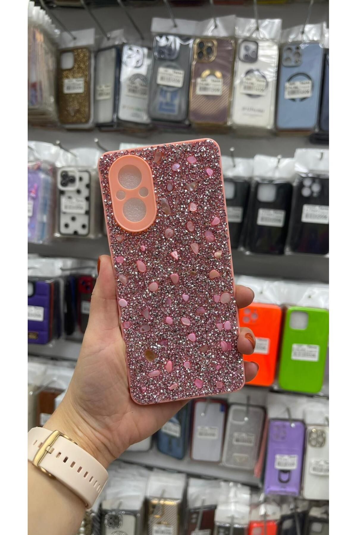 TECNOTREND Oppo Reno A38 Kılıf Parlak Taşlı Tasarım Pırlanta Kapak