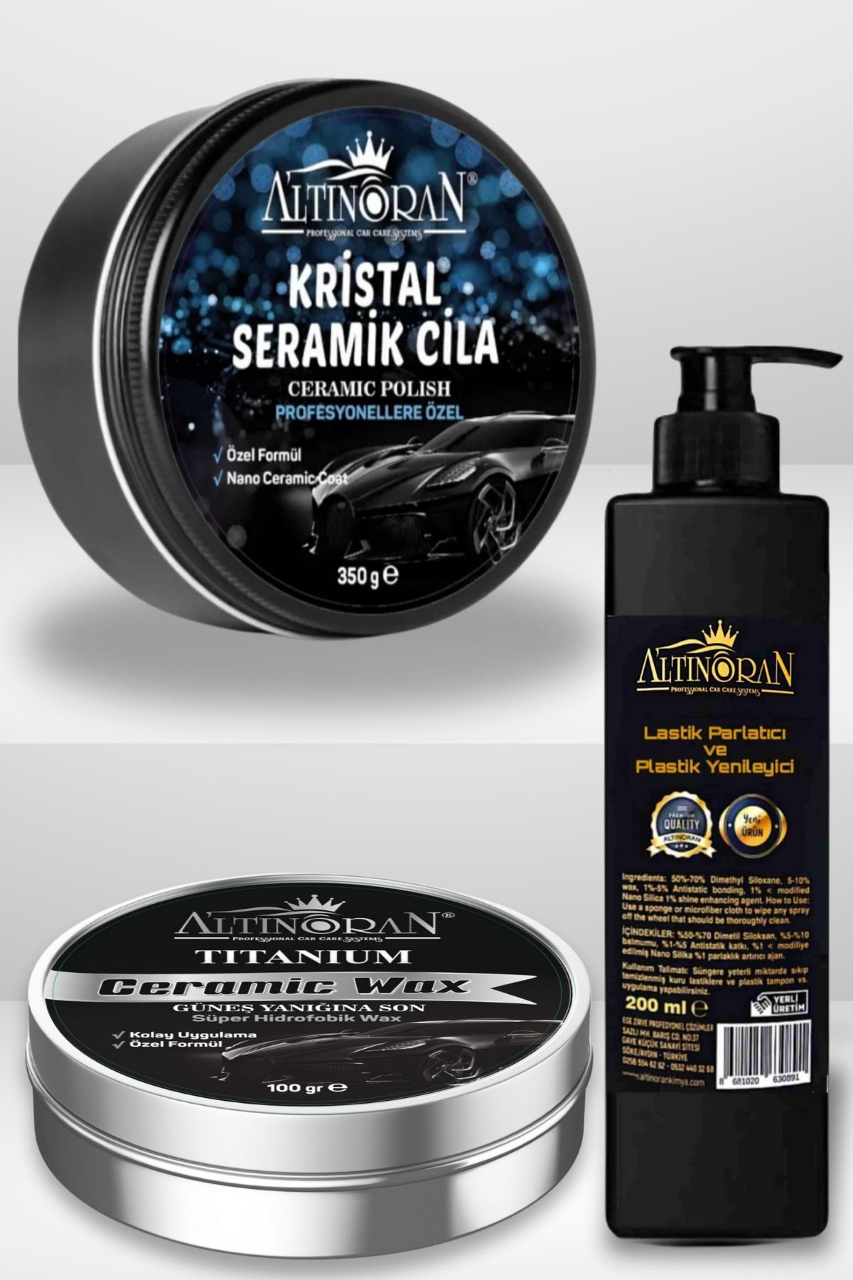 Altınoran Lastik Parlatıcı ve Komple Seramik Cila ve Seramik Wax Seti