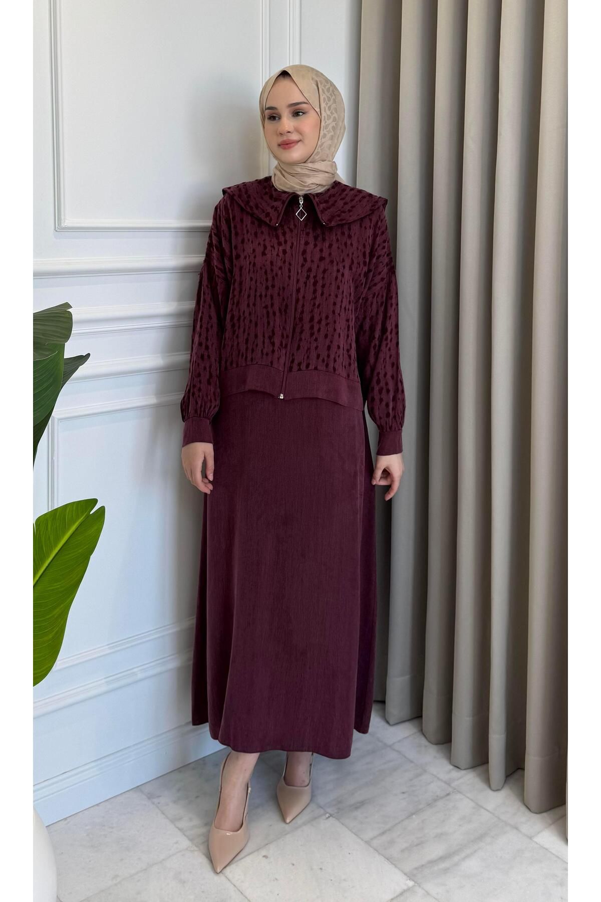 Beige Store Jileli Takım Bordo