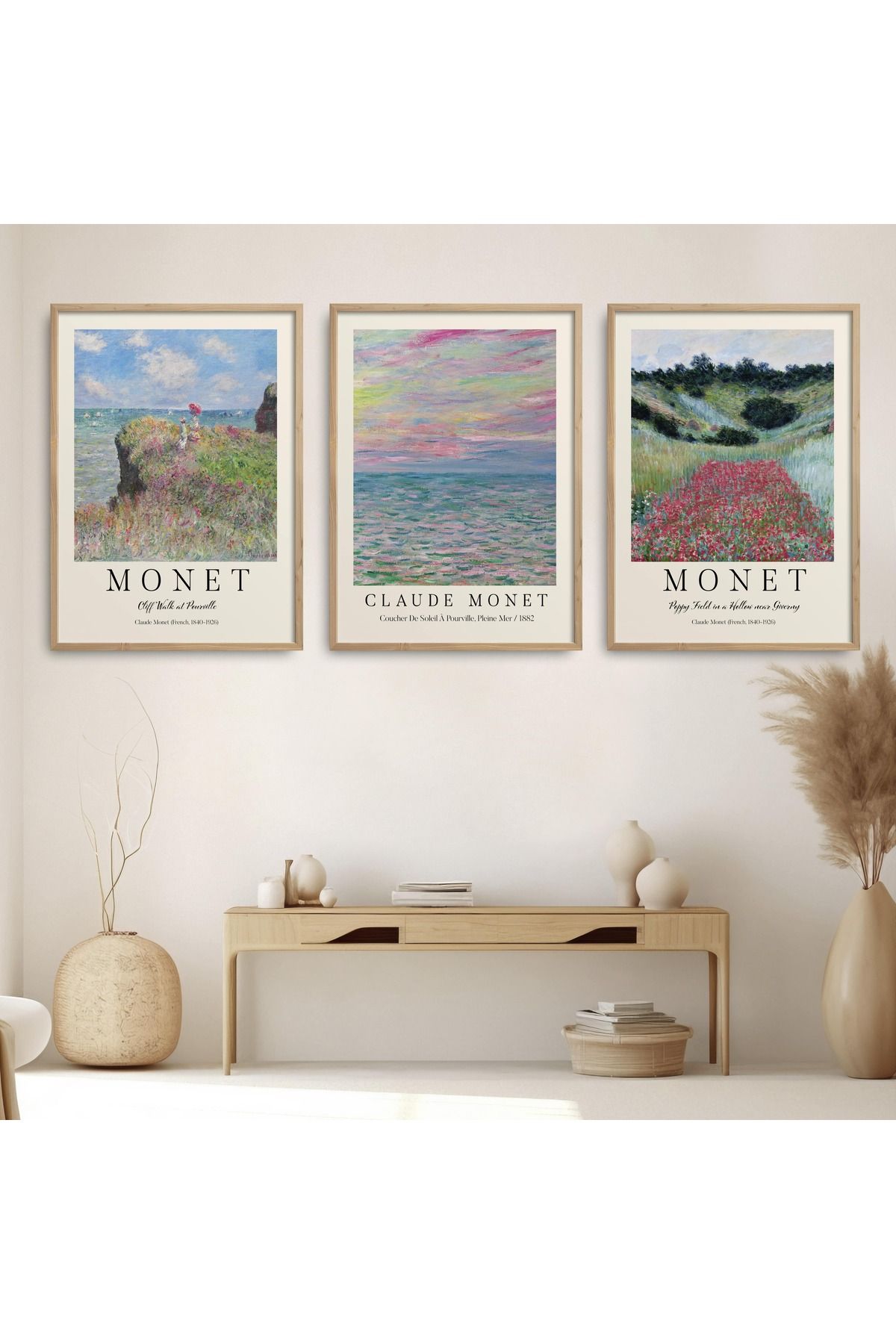 HOMEPACK 3 lü Ahşap Çerçeveli Tablo 3 Parça Poster Tablo HPN202-1