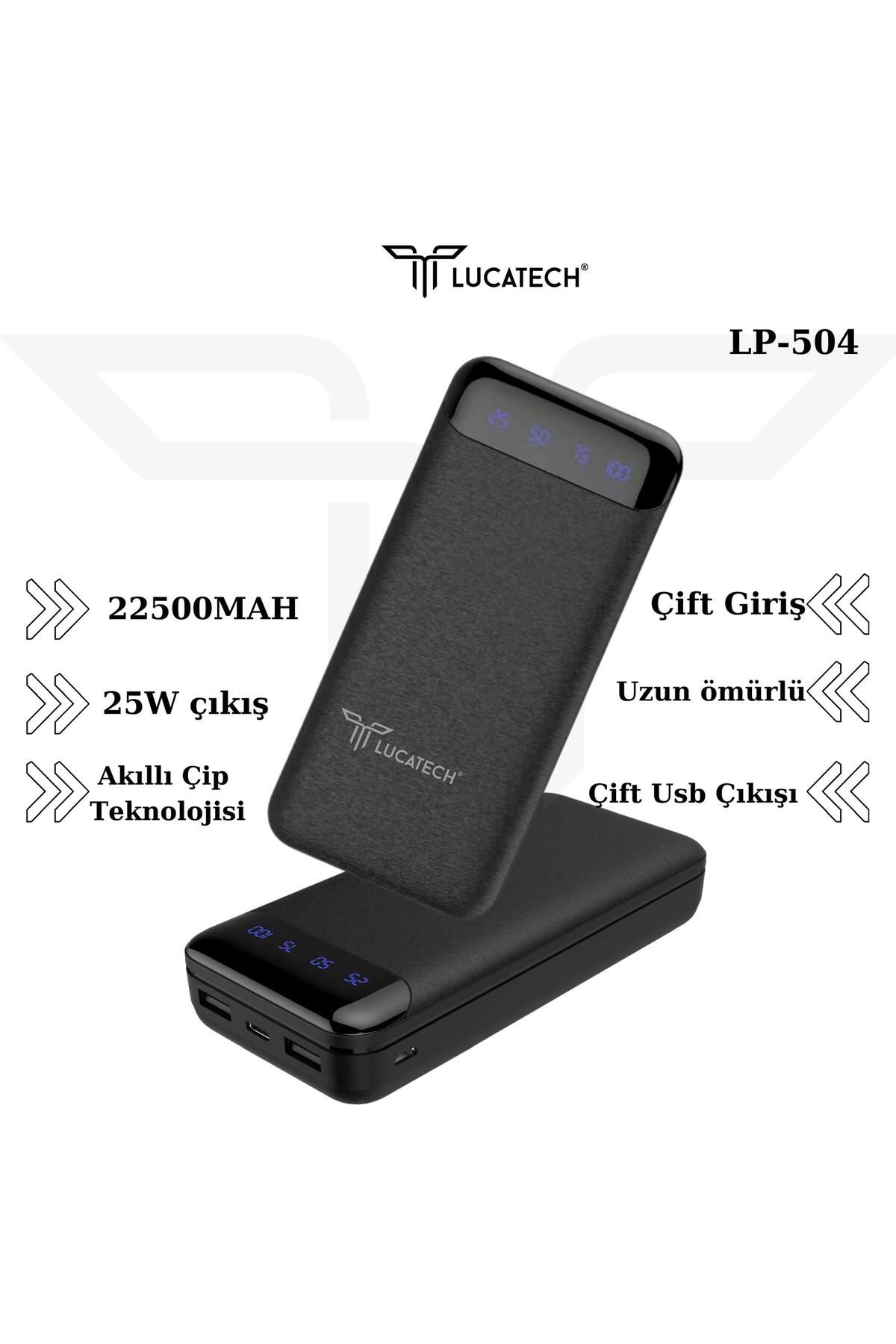 Lucatech iPhone 16 Pro Max / Xiaomia 14T Pro / Samsung S25 Ultra uyumlu 22.500 mAh 25W Powerbank