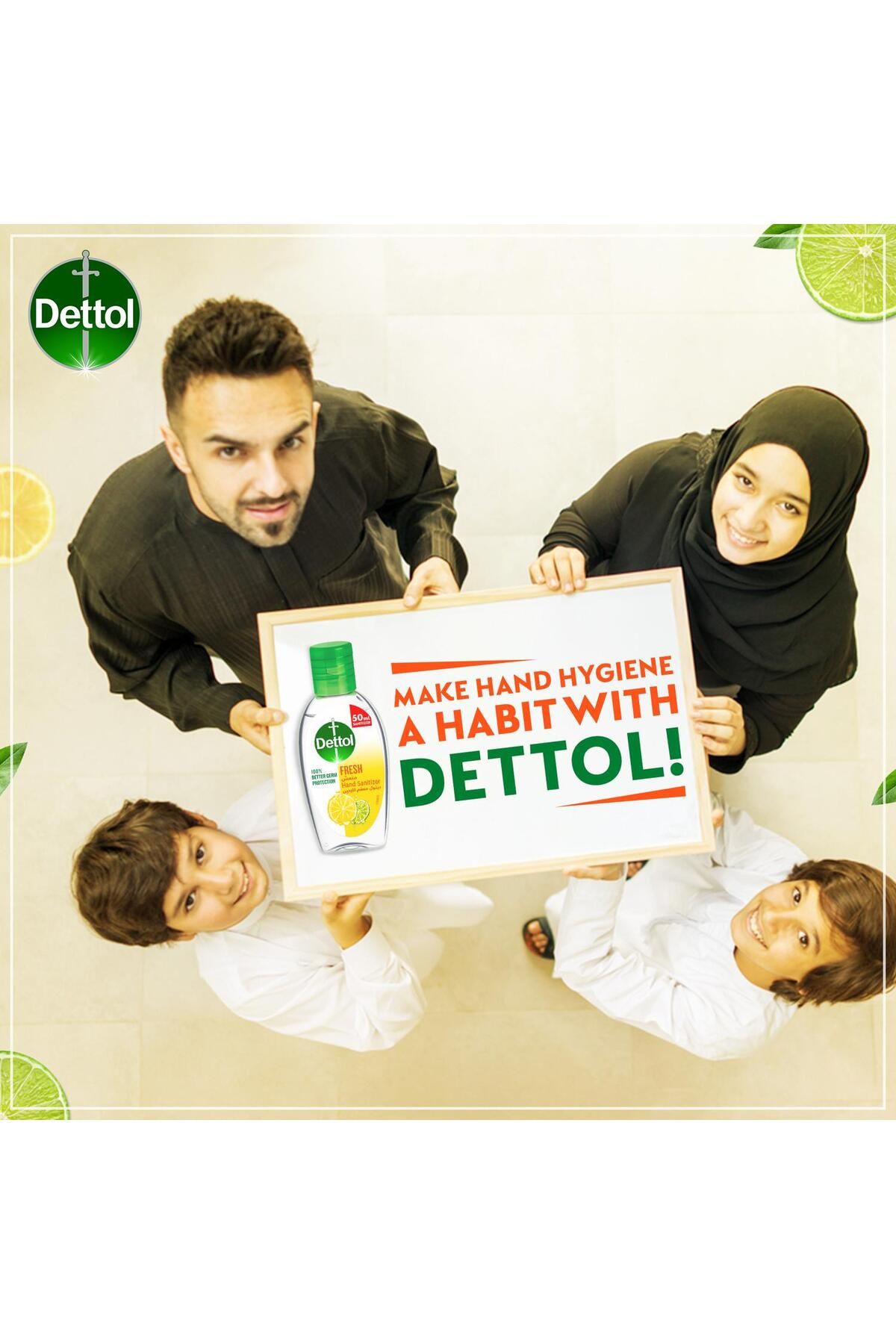 Dettol-Fresh Anti-bacterial Instant Hand Sanitizer 50 ml Kills 99.9% Germs, Quick-dry Formula, 5