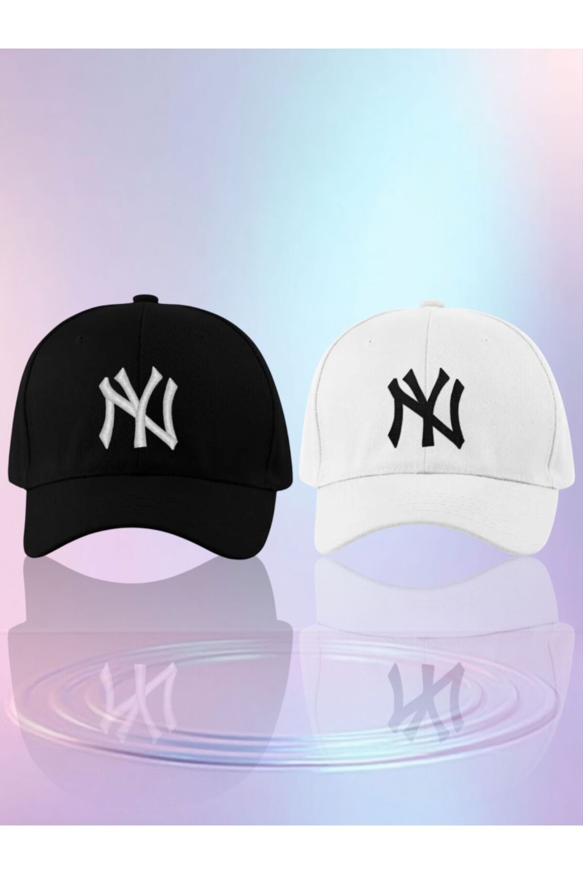 Ems 2'Li Set Ny New York Unisex Nakışlı Arkadan Cırtlı Şapka
