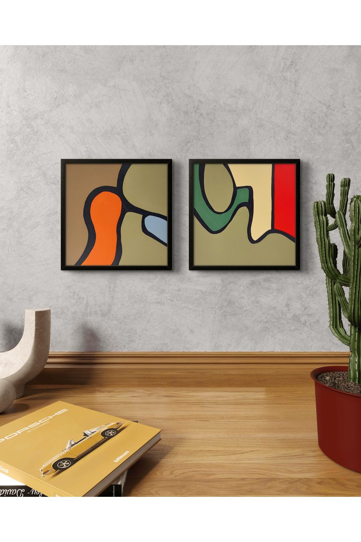 Feoly Art Modern Soyut 4’lü Tablo Seti – El Boyaması – 22x22 Ev Dekorasyon Tablosu – MDF Üzeri Akrilik Tablo