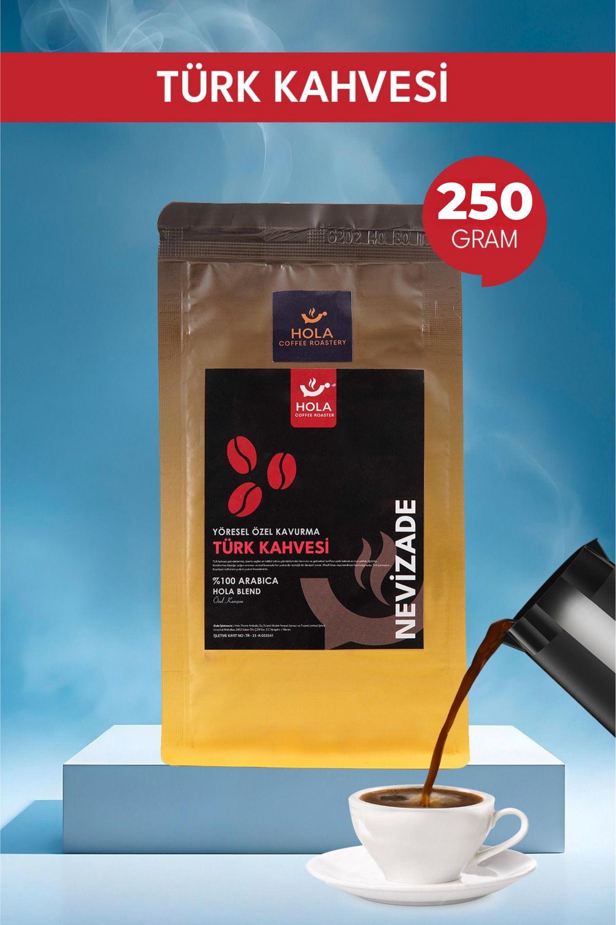 Hola Coffee Türk Kahvesi 250 gr – %100 Arabica, Taze Öğütülmüş