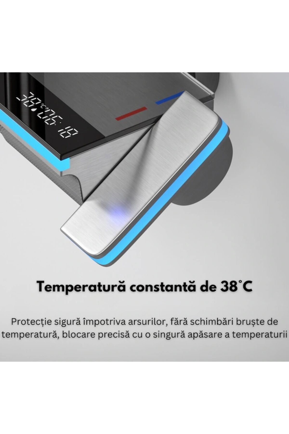 OEM-LED shower set with digital display, thermostat, turbine, 4 functions, adjustable shower, rain, faucet, graphite 5