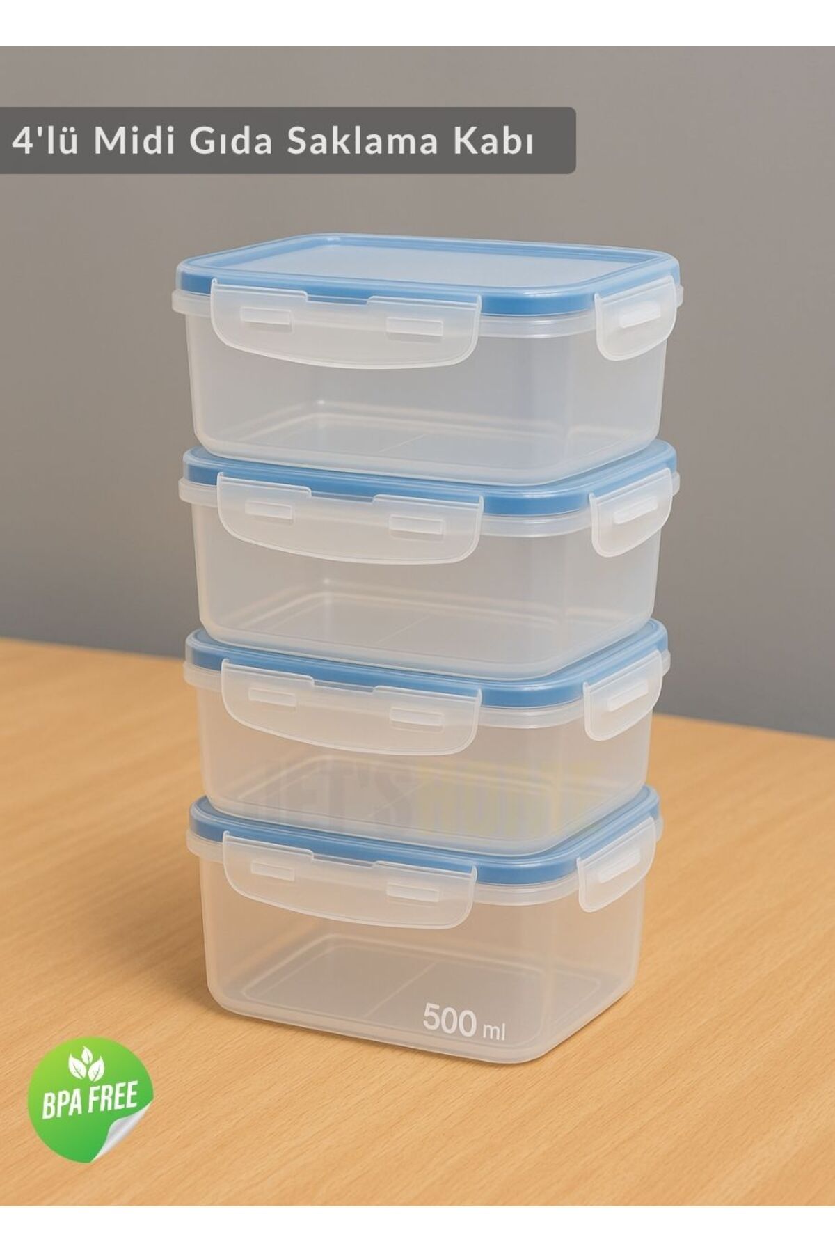 Jet's Home-Set of 4 Diet Containers Bpa Free Airtight Storage Container Food Box with Removable Compartments 500 ml 2