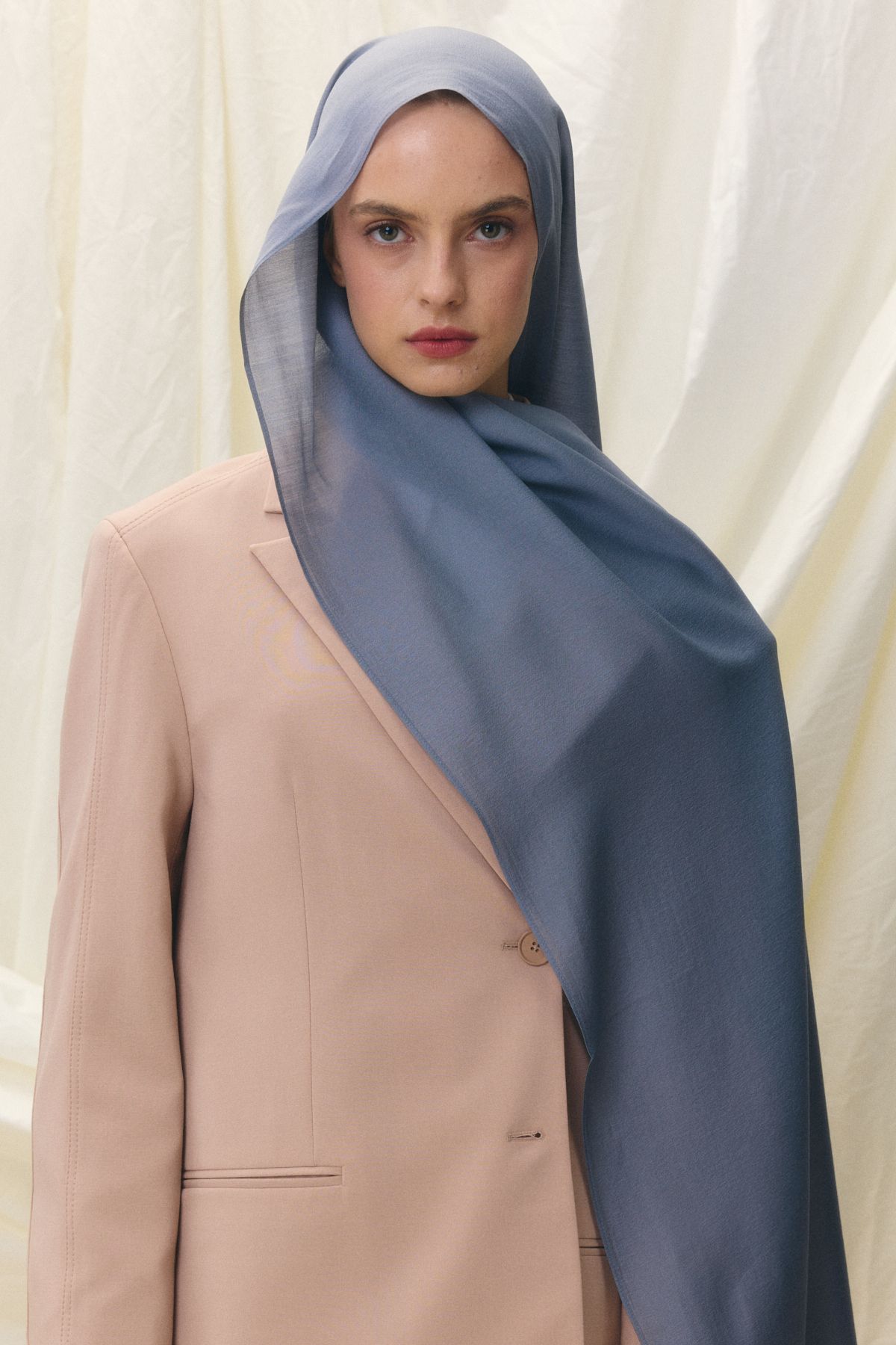 FENZA SCARF PARİS İPEĞİ KOT MAVİ RENK PAMUKLU ŞAL