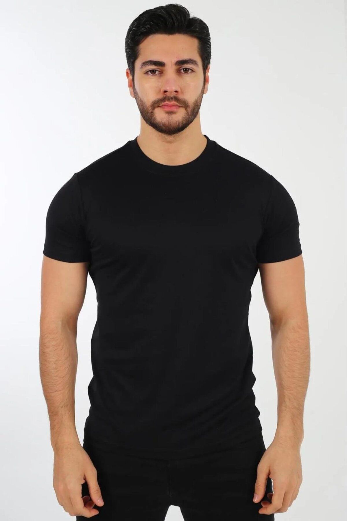 ELEVLİ Bisiklet Yaka Basic Erkek T-Shirt Siyah