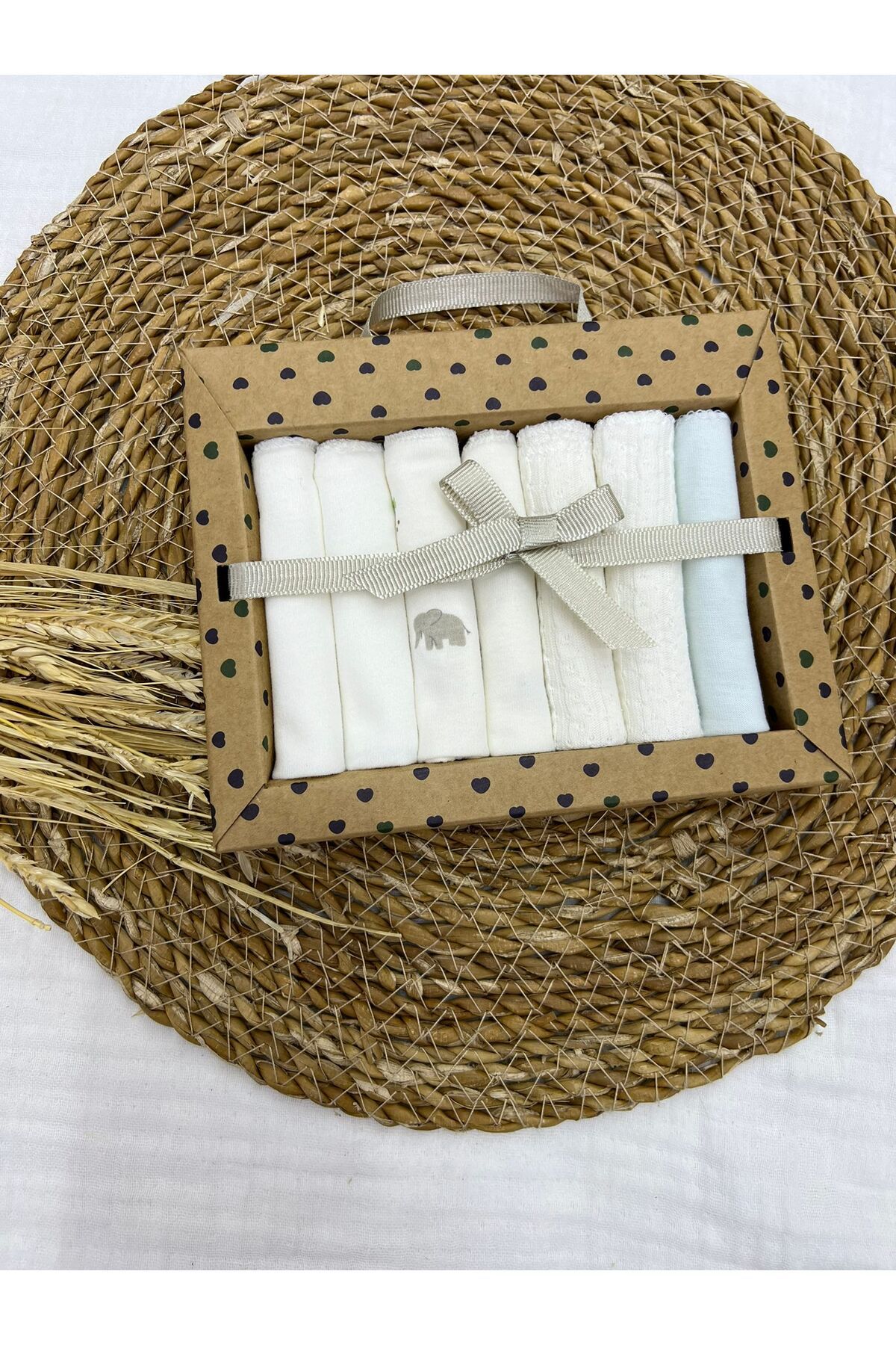 Caramell %100 Coton 7li Bebek Ağız Silme Mendili safari Desenli Organik //2064 ekru