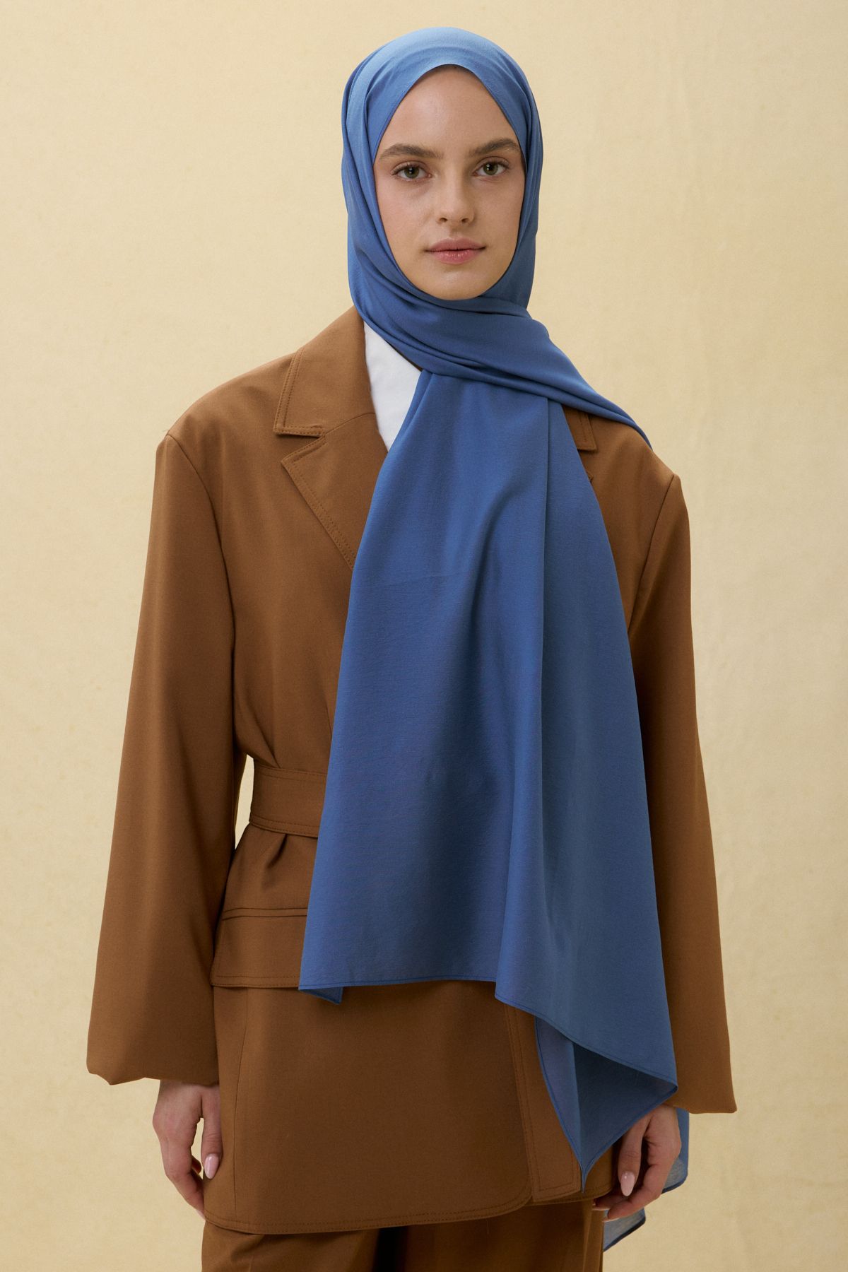 FENZA SCARF PARİS İPEĞİ KOBALT MAVİ RENK PAMUKLU ŞAL