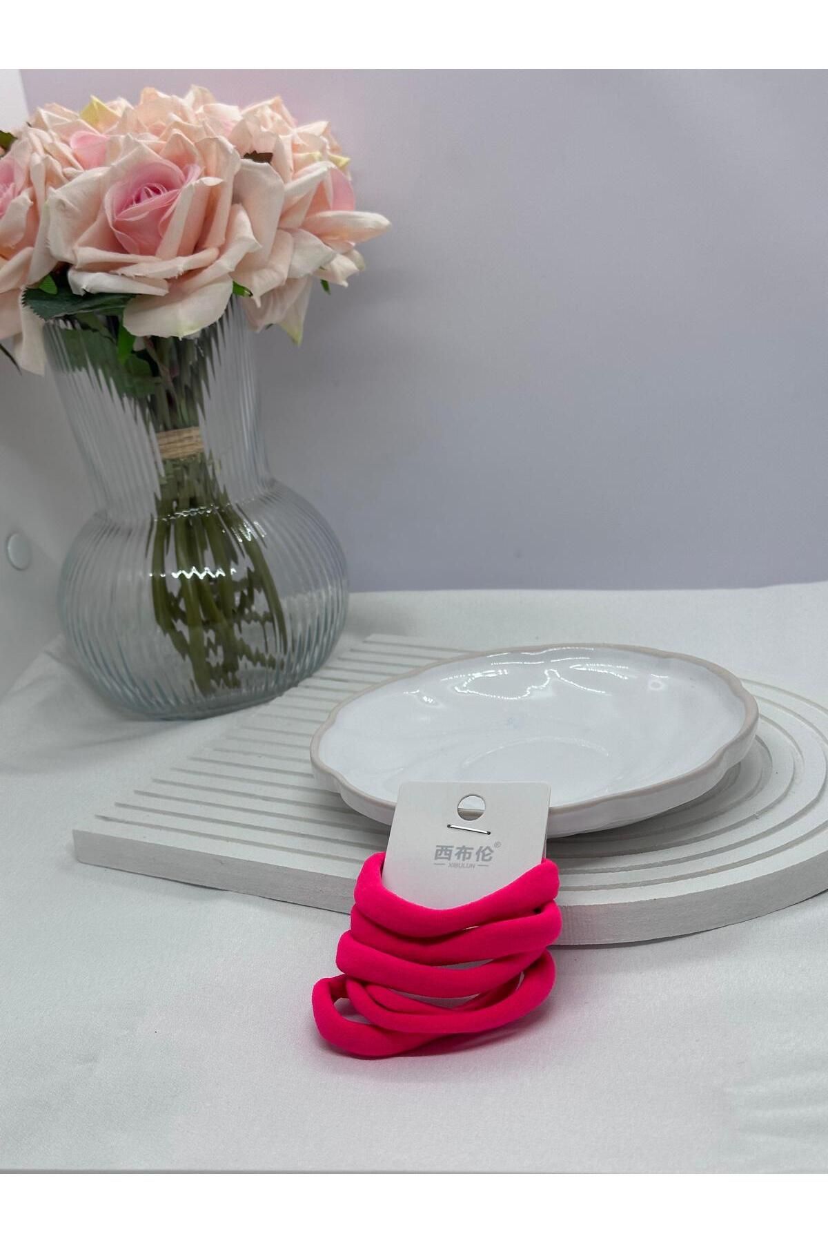 KUMRU BİJUTERİ PEMBE 5Lİ LASTİK TOKA