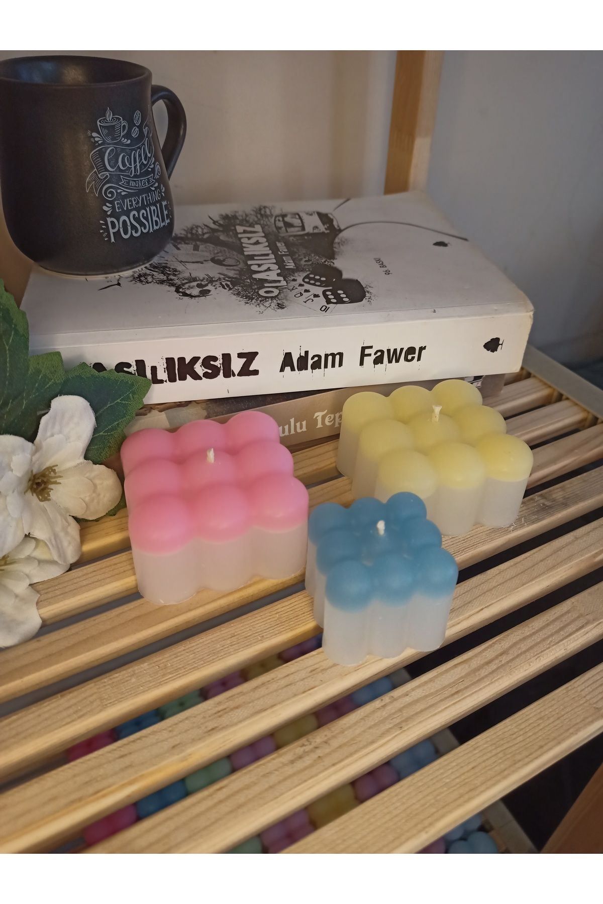 ZEYNSTUFFS HEDİYE EŞYA multi bubble üçlü set soft pastel renkli mum