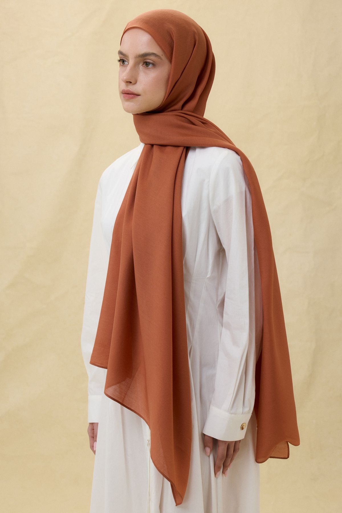 FENZA SCARF PARİS İPEĞİ TARÇIN RENK PAMUKLU ŞAL