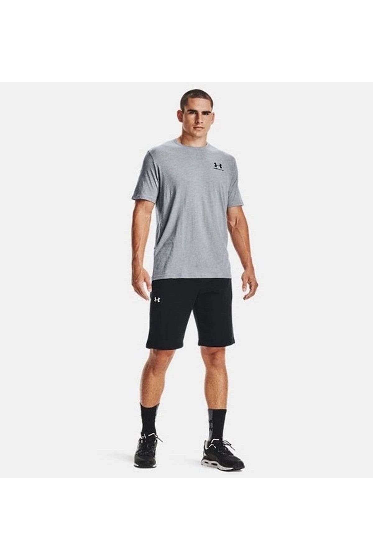 تی شرت خاکستری مردانه نر مسطح گردن 1326799 036 S به سبک چپ SS Under Armour