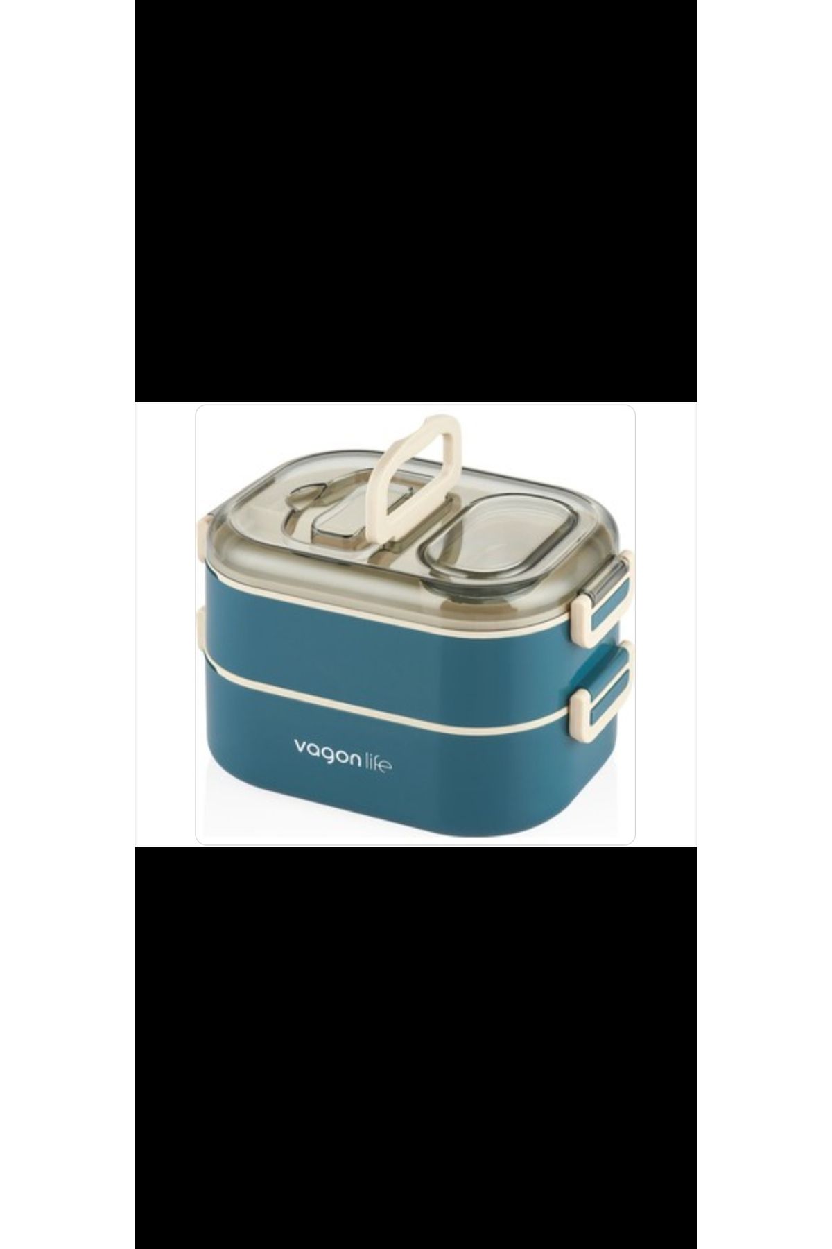 Vagonlife 1000 ML iki katlı 3 bölmeli paslanmaz çelik bento lunchbox