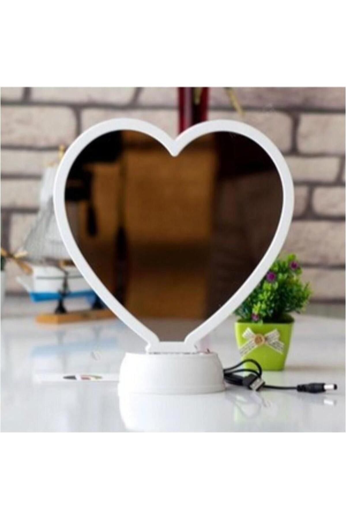 NeoNext Beyaz Led Işıklı Kalp Şeklinde Sihirli Ayna