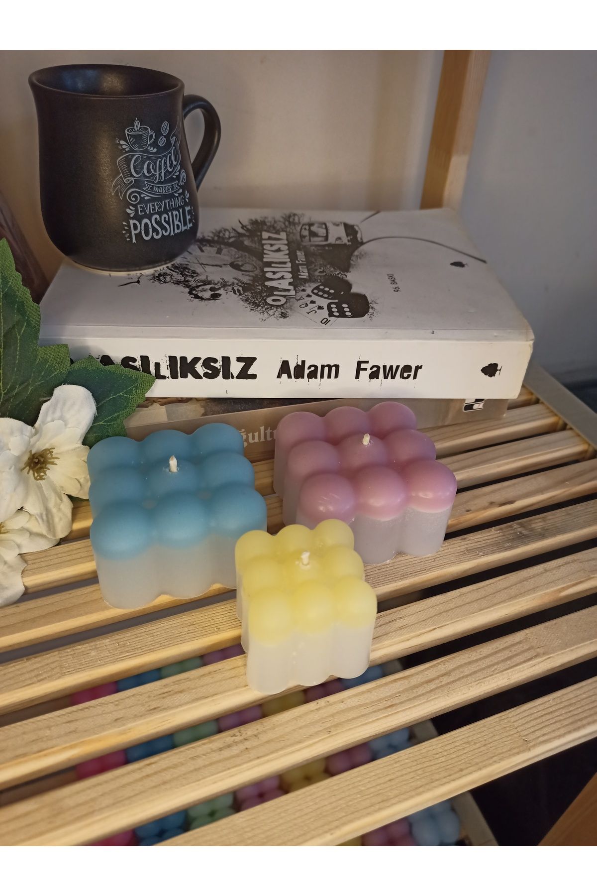 ZEYNSTUFFS HEDİYE EŞYA multi bubble üçlü set soft pastel renkli mum