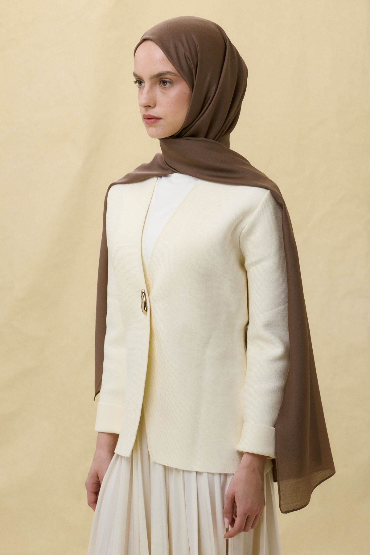 FENZA SCARF PARİS İPEĞİ KOYU VİZON RENK PAMUKLU ŞAL