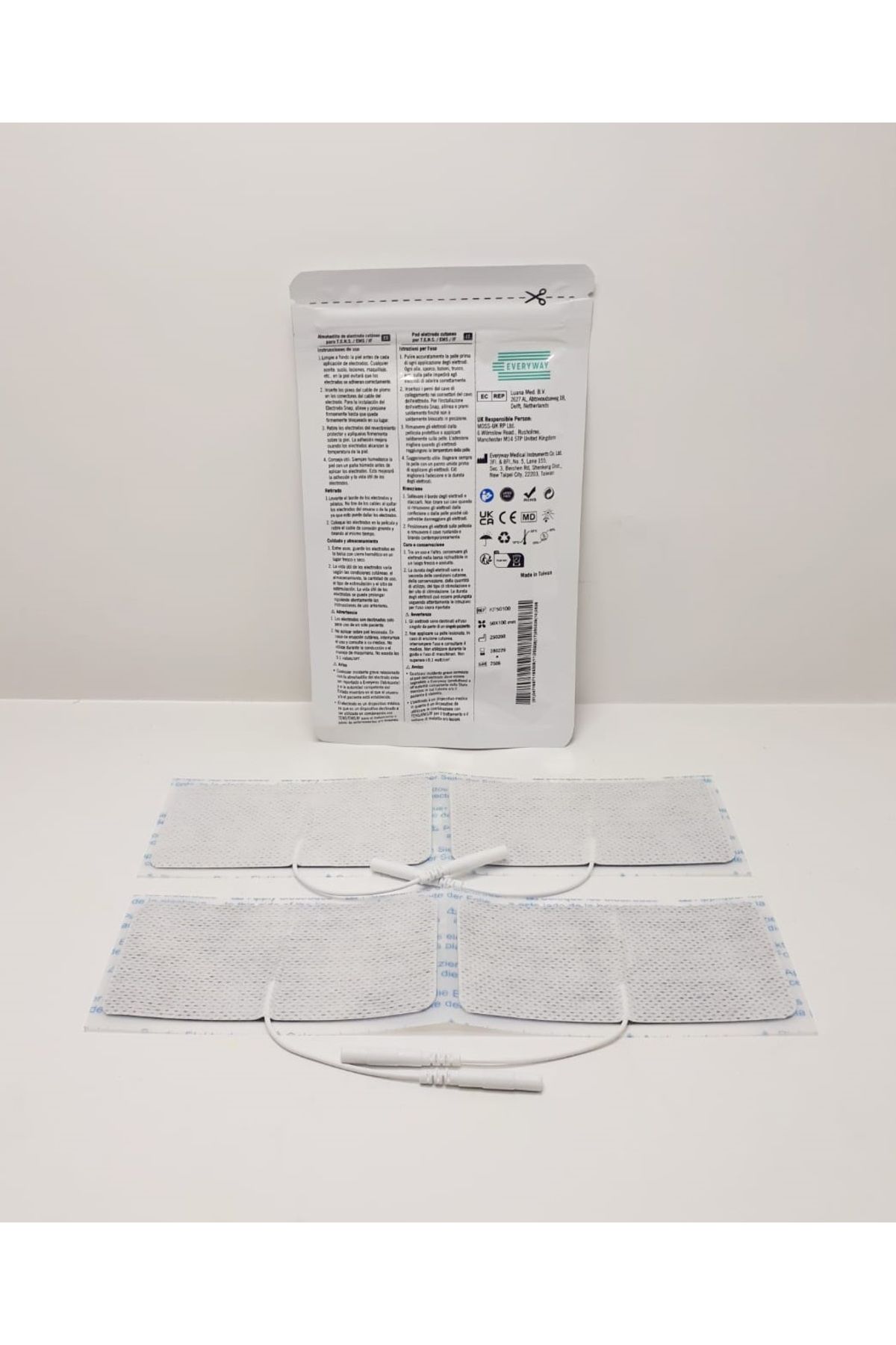 Everyway Tens Elektrod Pedi 5x10 cm Kablolu 4lü Paket 1 Adet